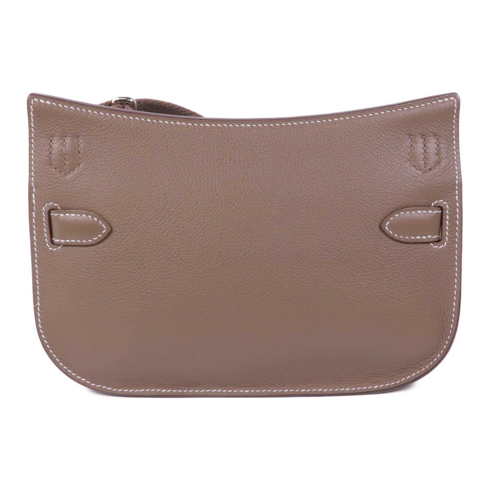 HERMES Evercolor皮革Mini Jypsiere銀扣肩背袋Etoupe
