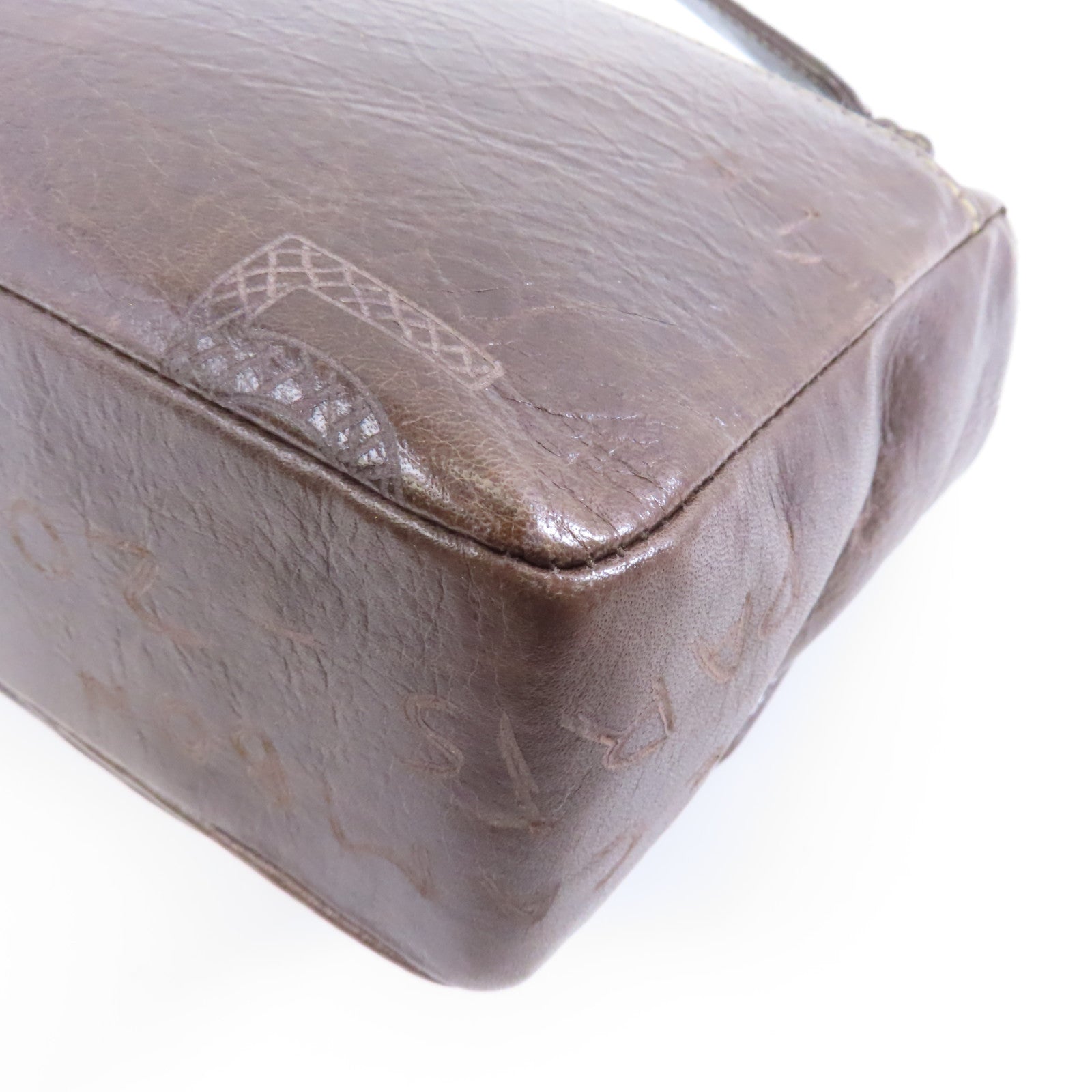 CHANEL 牛皮皮革Shoulder Bag銀扣肩背袋啡色