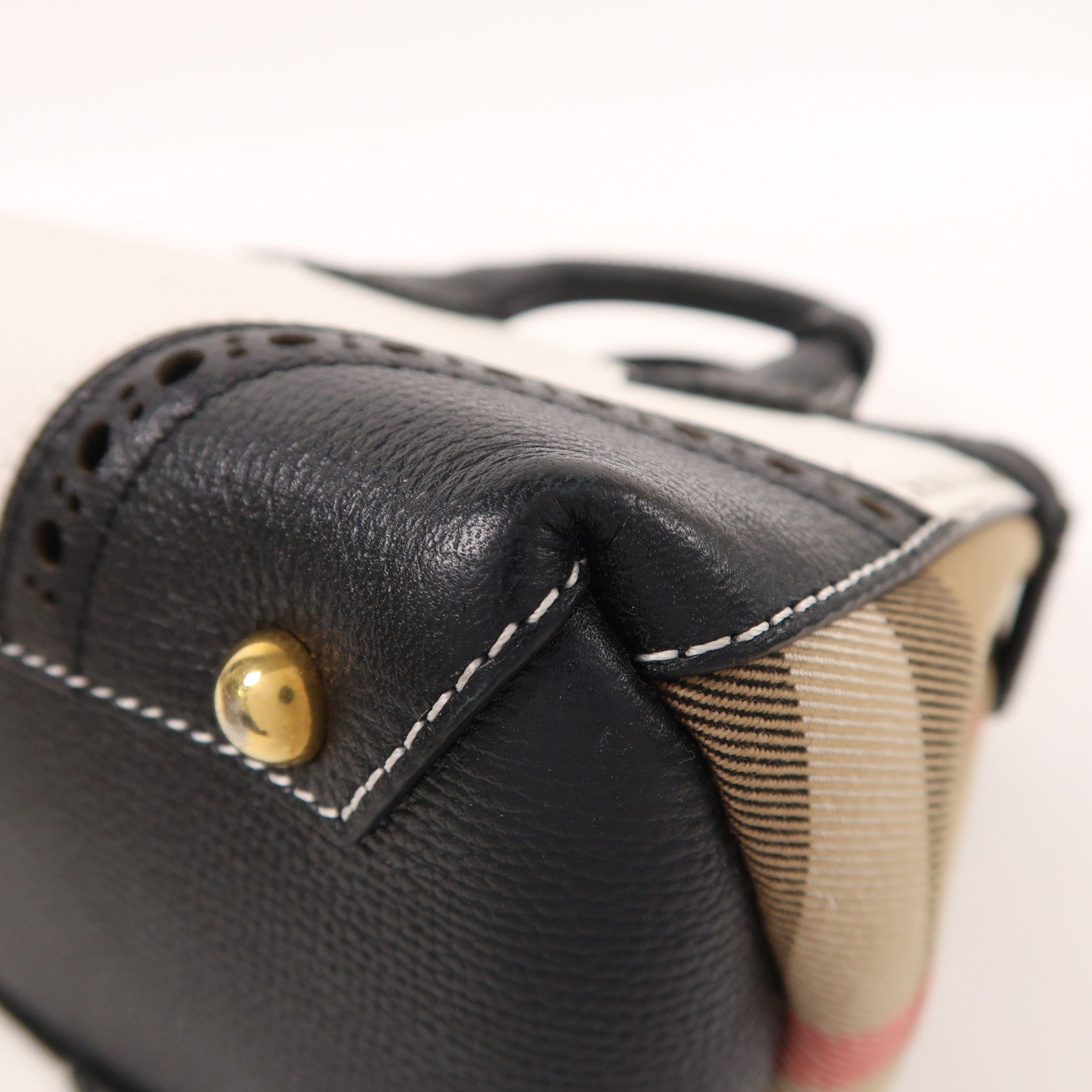 BURBERRY 牛皮皮革/帆布2 Way Shoulder金扣手挽肩背兩用袋