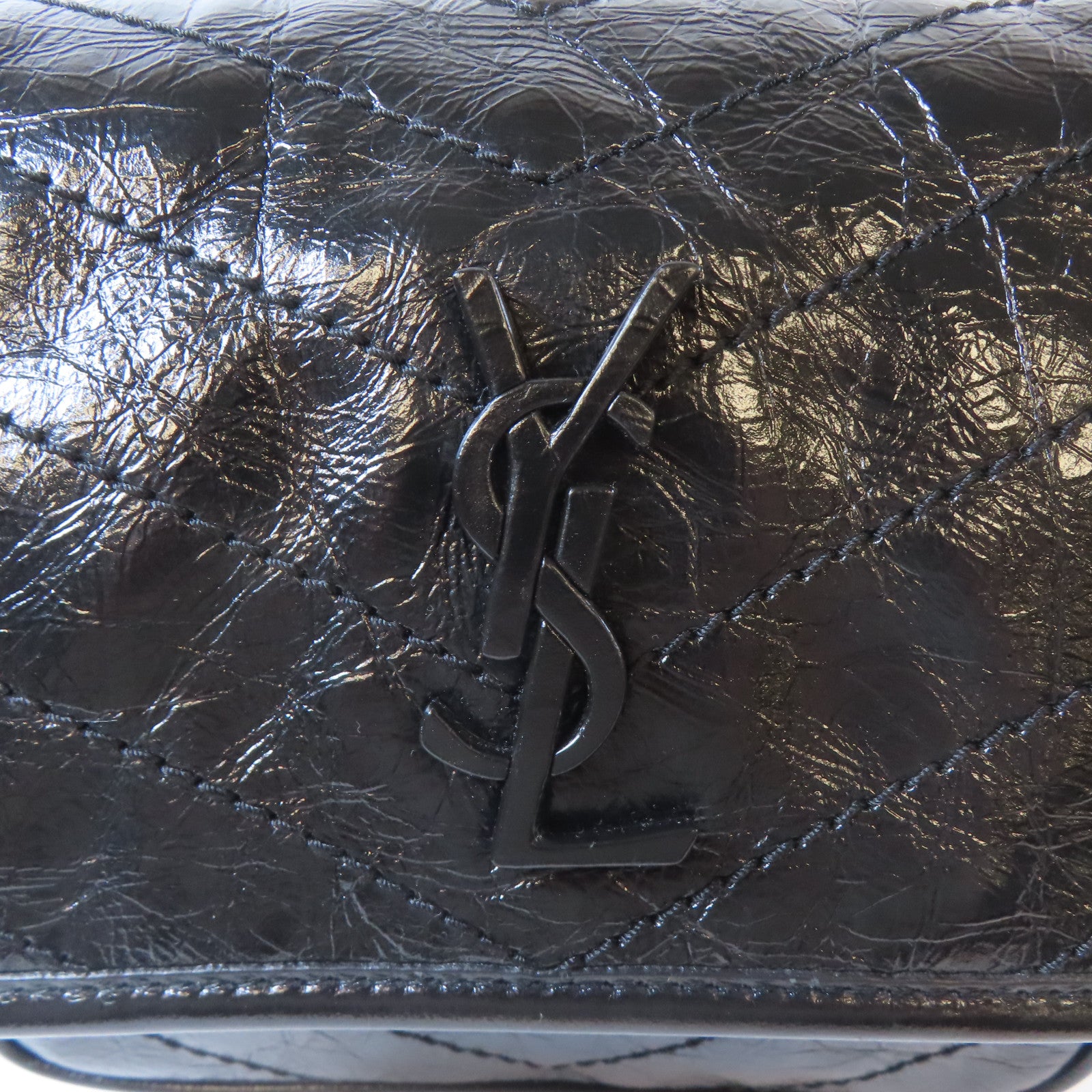 SAINT LAURENT 牛皮皮革Niki Baby金扣鏈帶肩背袋黑色