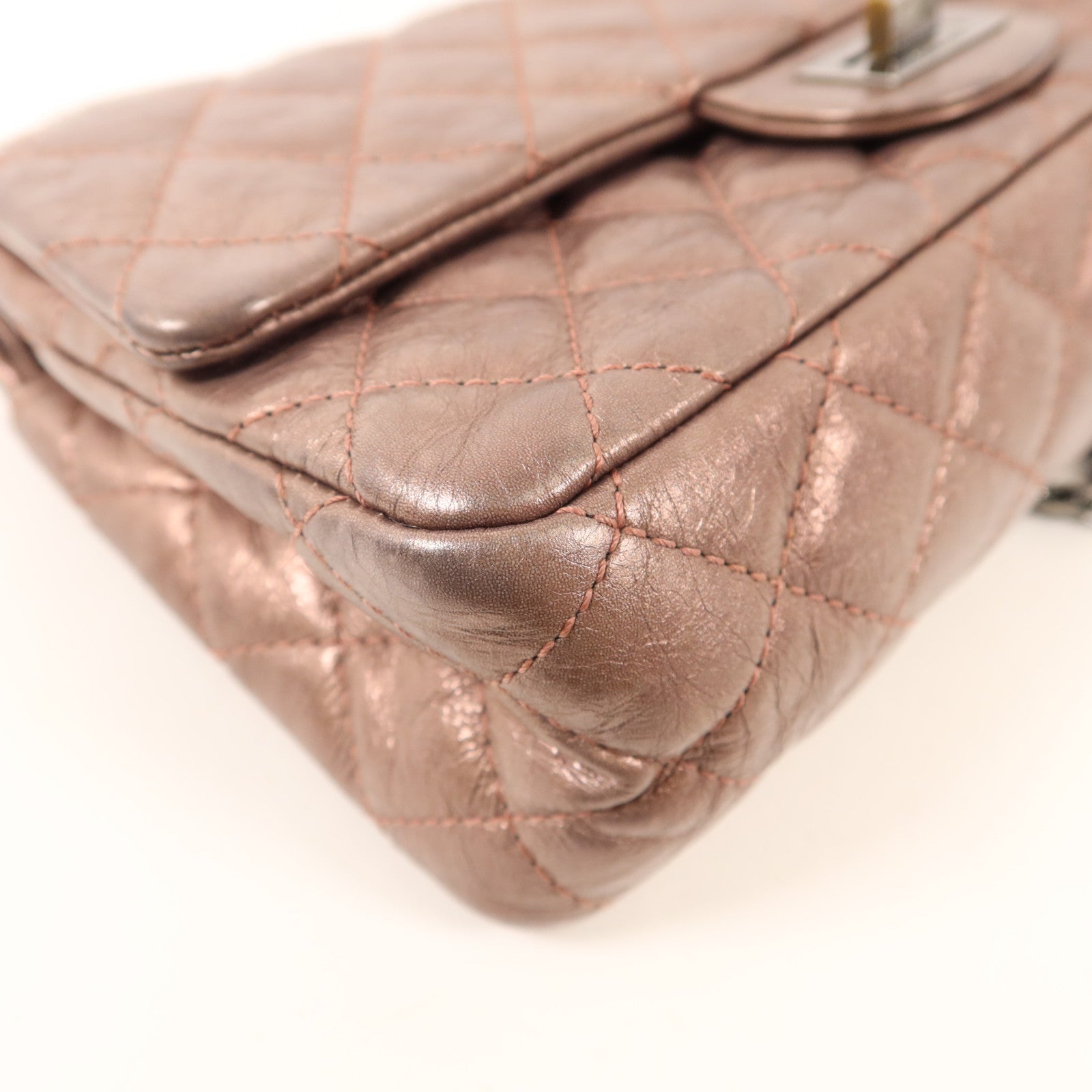 CHANEL 牛皮皮革2.55 Chain Shoulder銀扣鏈帶肩背袋