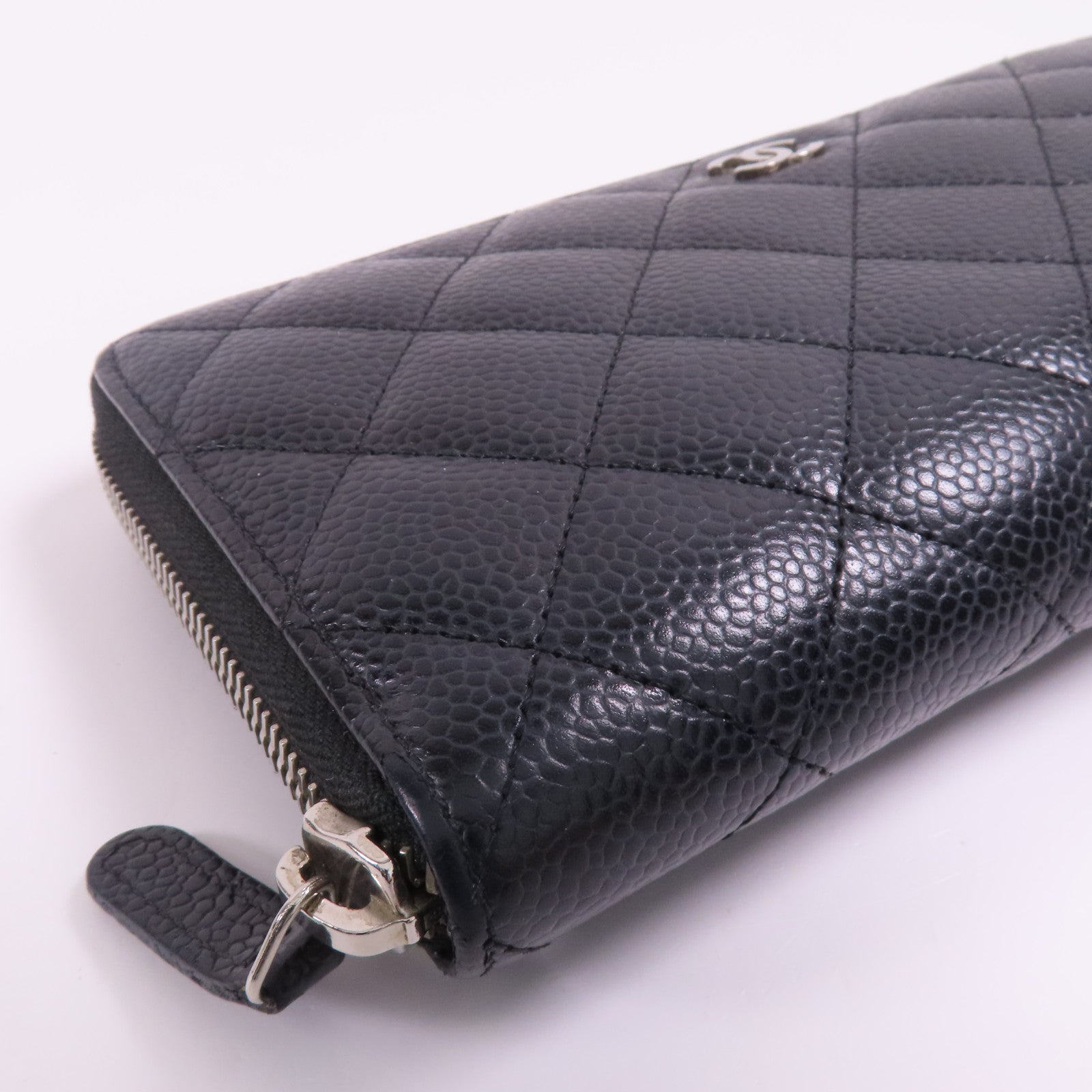 CHANEL CC SHW Long Wallet A50097 Calfskin Leather Black