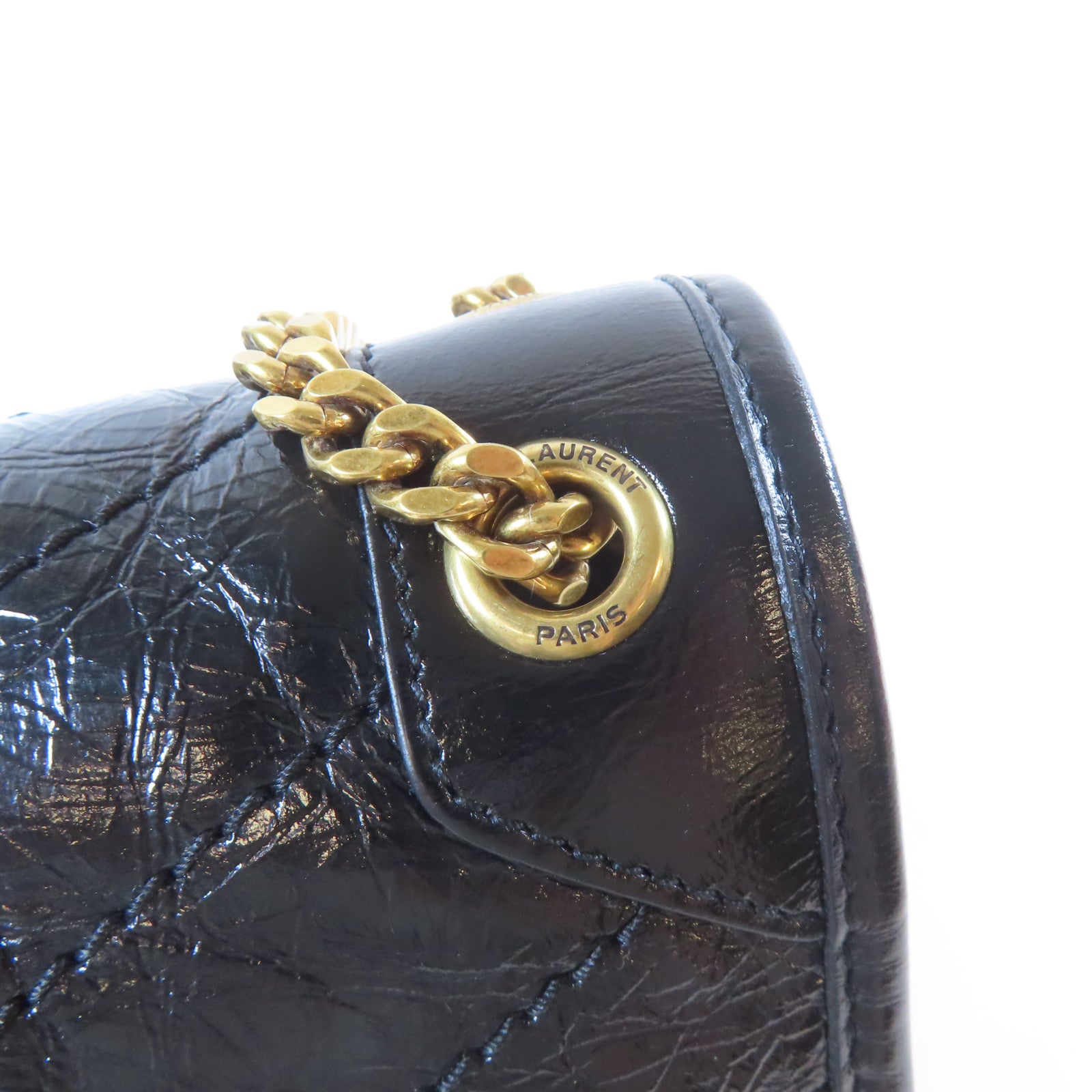 SAINT LAURENT 牛皮皮革Niki Baby金扣鏈帶肩背袋黑色