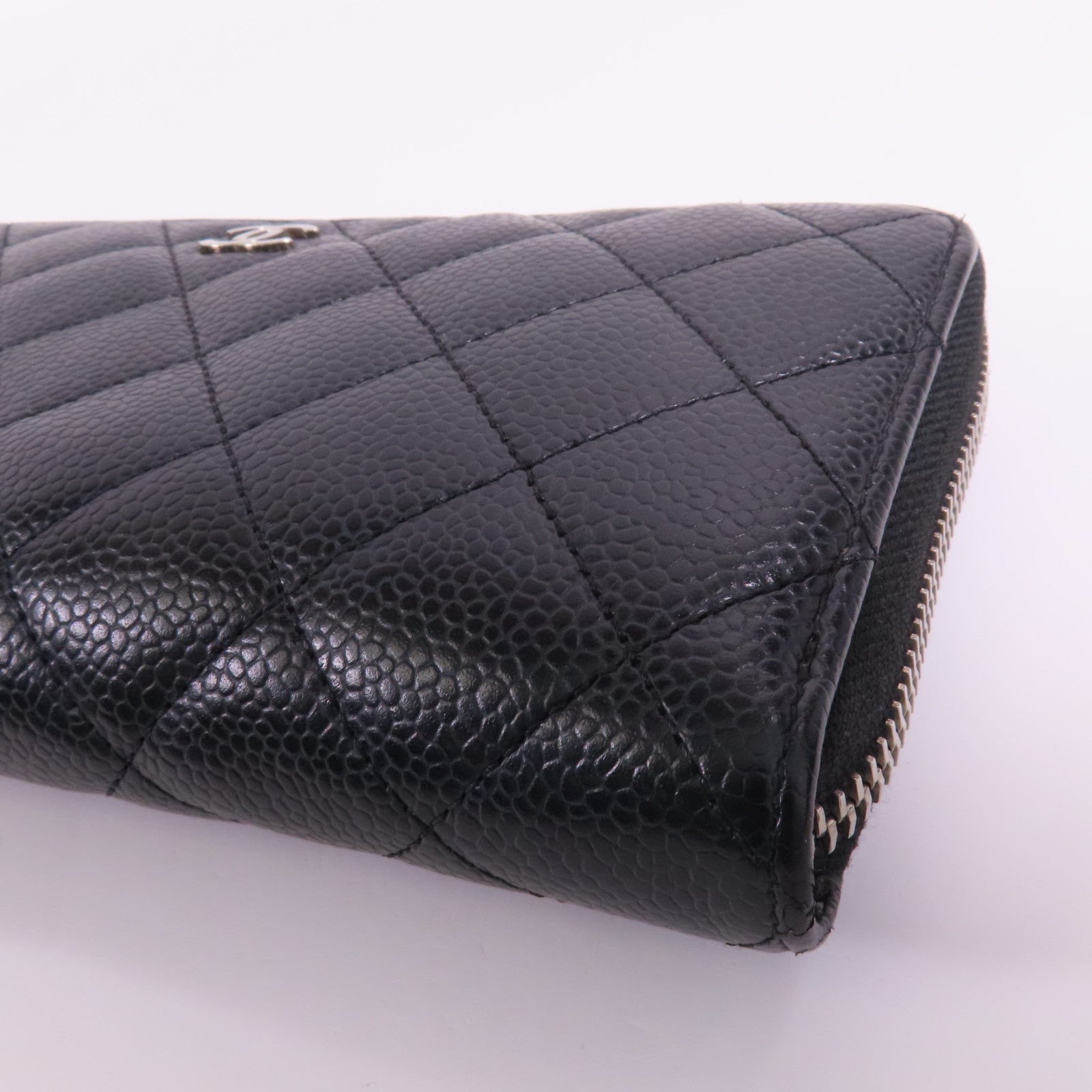 CHANEL CC SHW Long Wallet A50097 Calfskin Leather Black