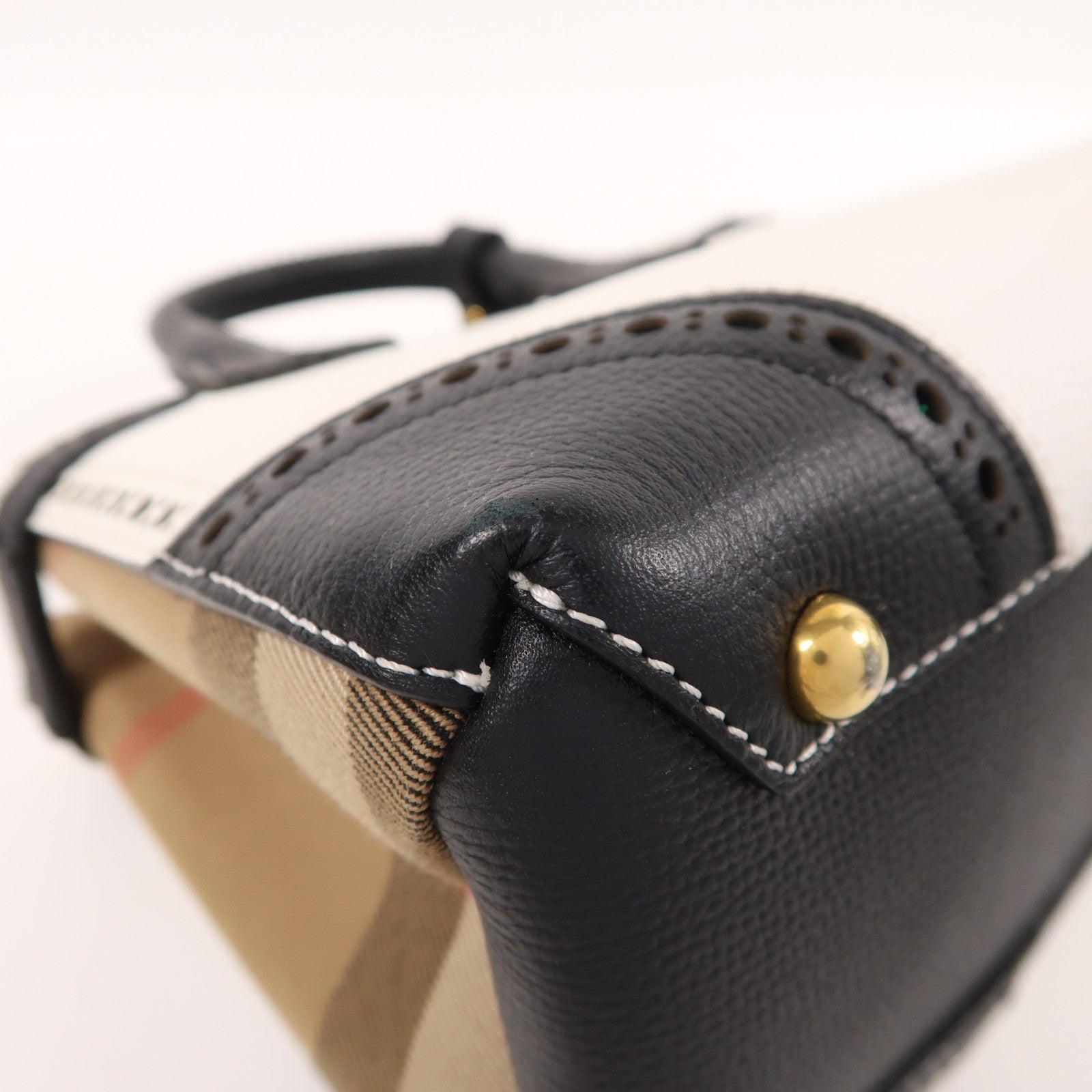 BURBERRY 牛皮皮革/帆布2 Way Shoulder金扣手挽肩背兩用袋