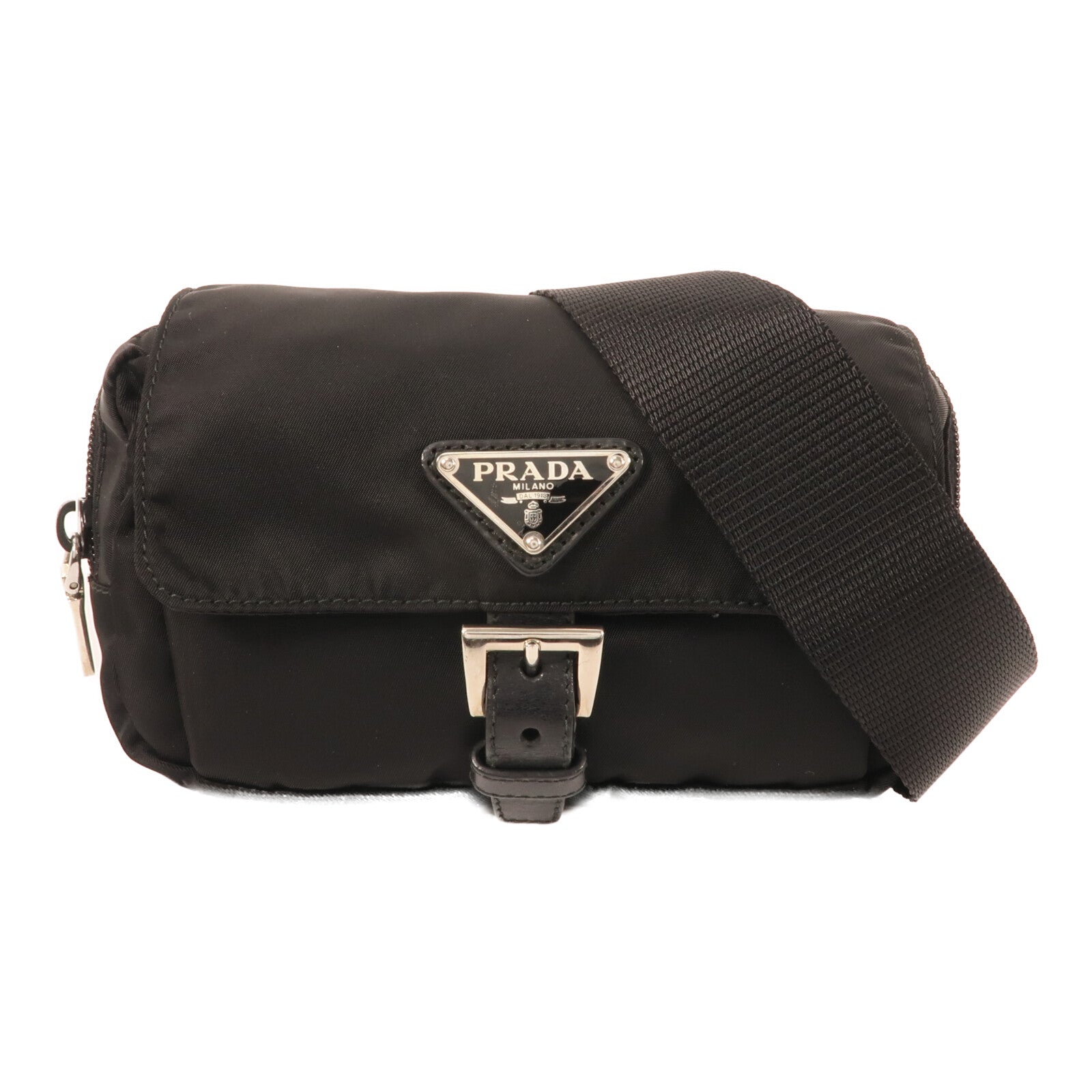 PRADA 尼龍Belt Bag銀扣腰包