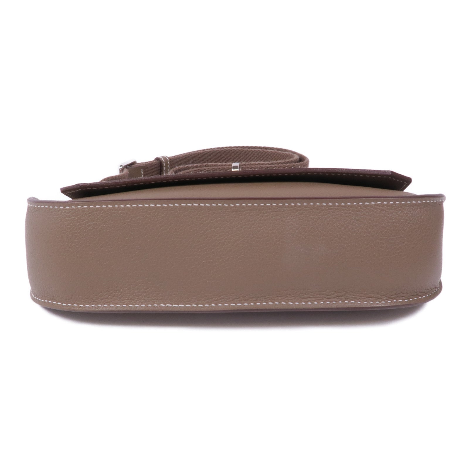 HERMES Evercolor皮革Mini Jypsiere銀扣肩背袋Etoupe