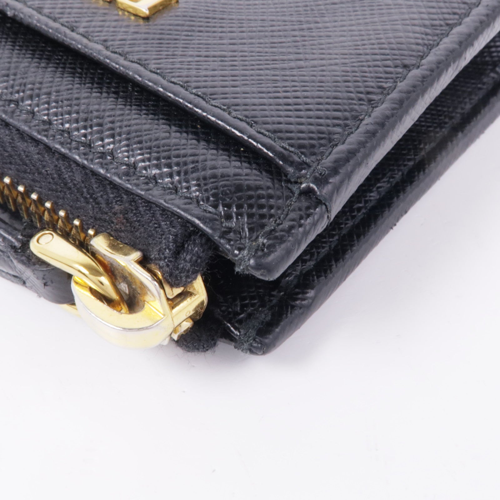 PRADA GHW Coin Case 1ML025 Calfskin Leather Black