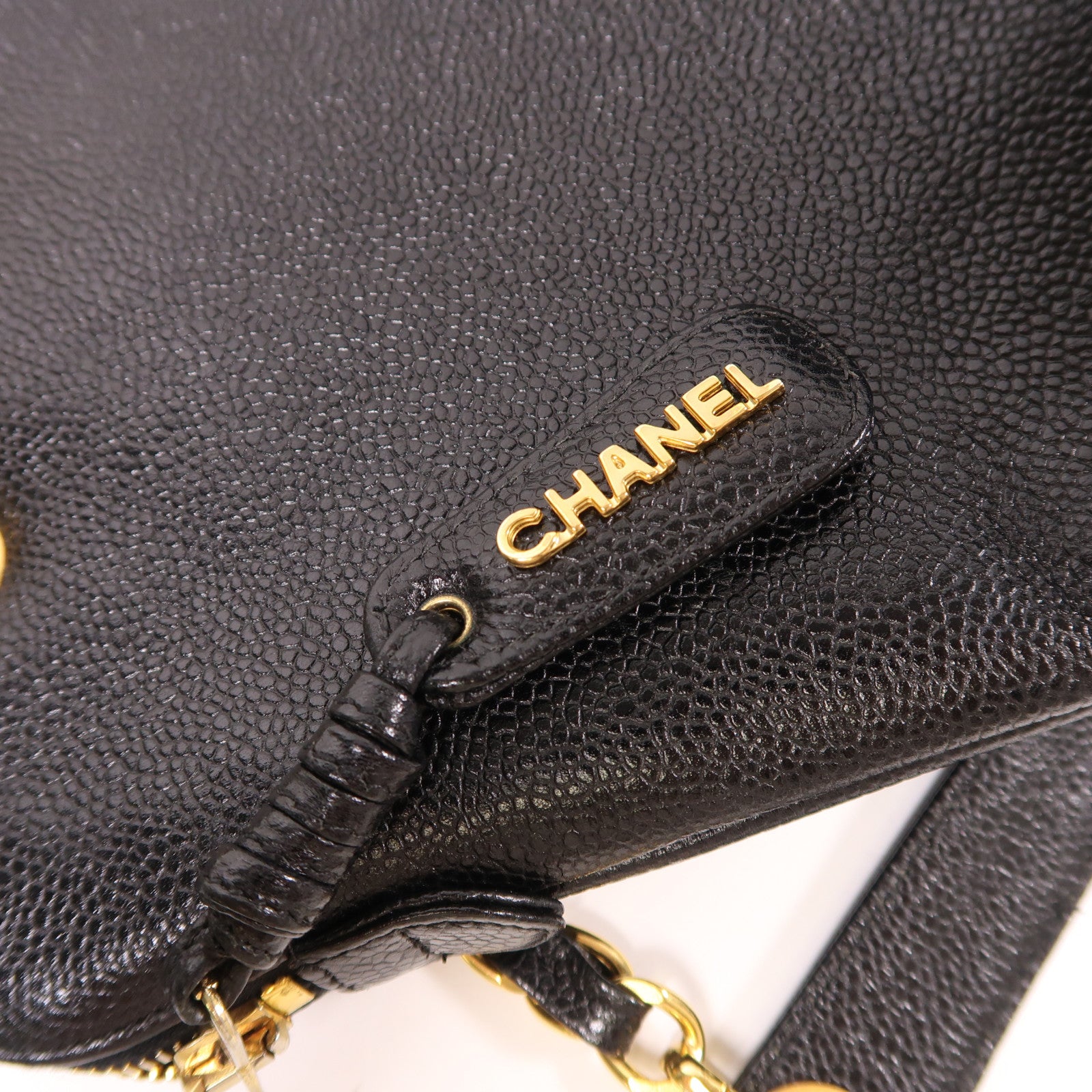 CHANEL 牛皮皮革Chain Shoulder Tote金扣肩背袋/手挽袋