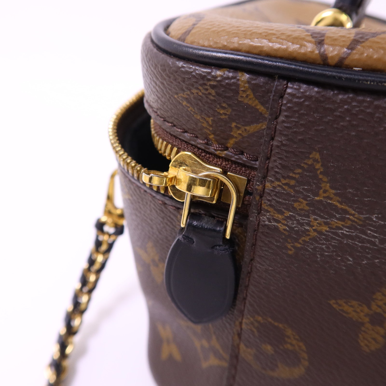 LOUIS VUITTON Monogram Reverse Vanity PM金扣手挽肩背兩用袋棕色