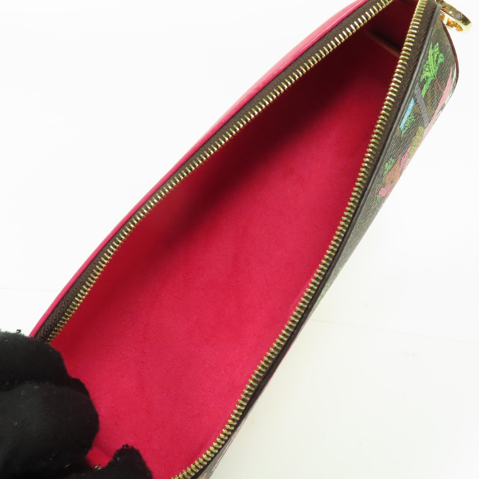 LOUIS VUITTON Monogram Hollywood X mas Eizabeth金扣筆袋彩色/粉紅色/啡色
