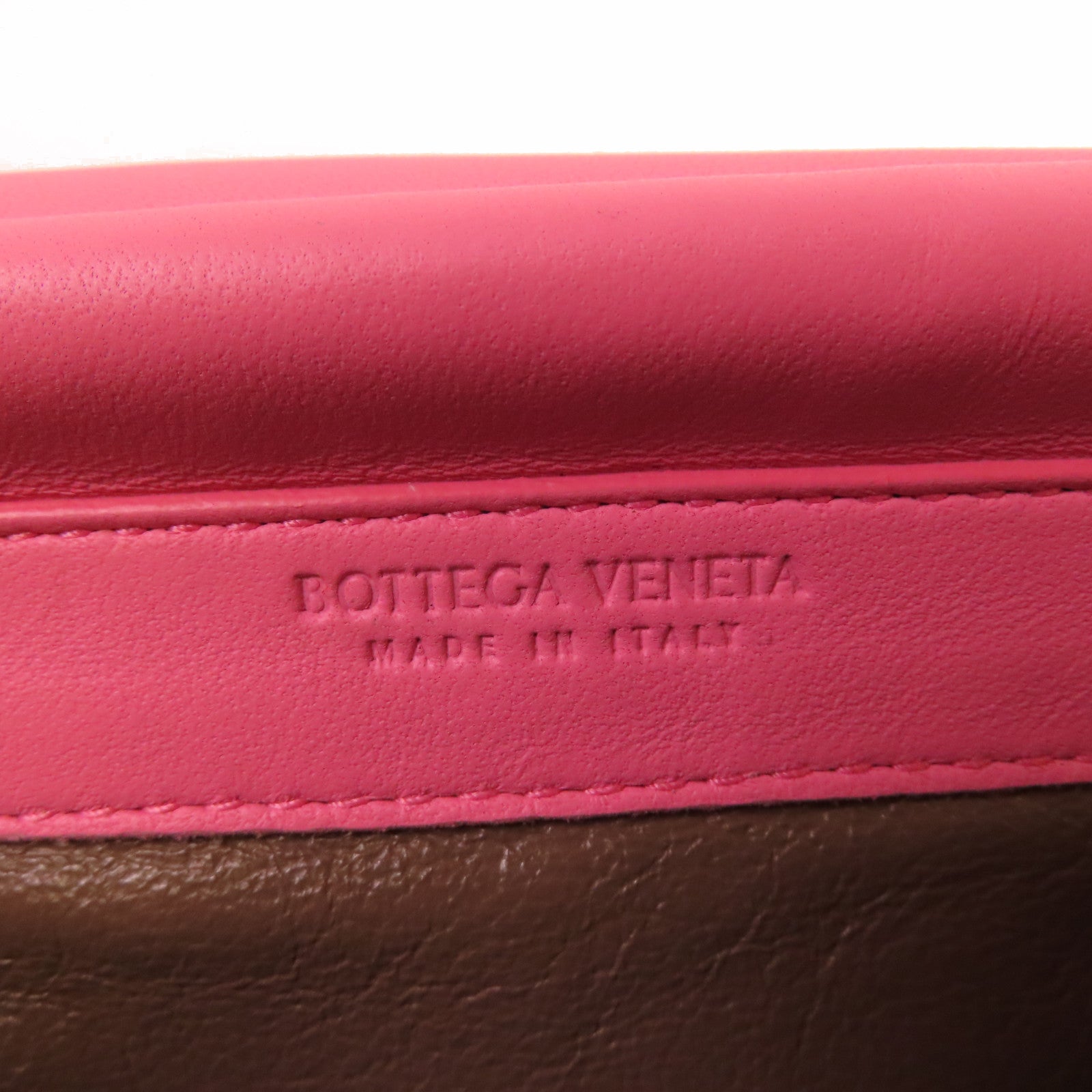 BOTTEGA VENETA 【激減優惠】織紋皮革Chain Shoulder Bag鏈帶肩背袋/錢包粉紅色