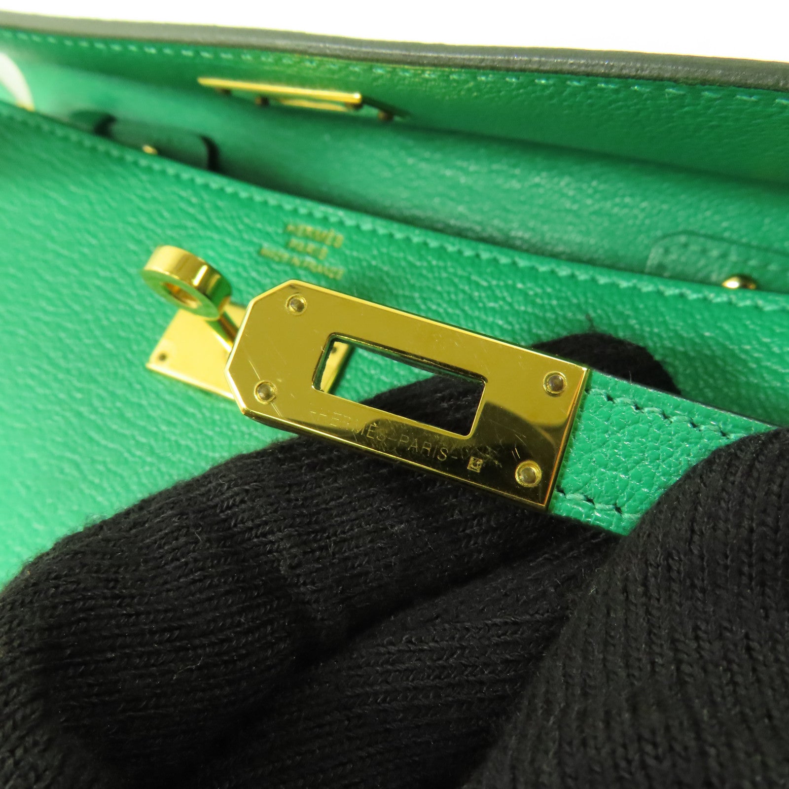 HERMES Chevre皮革Kelly To Go金扣肩背袋6W Menthe/綠色