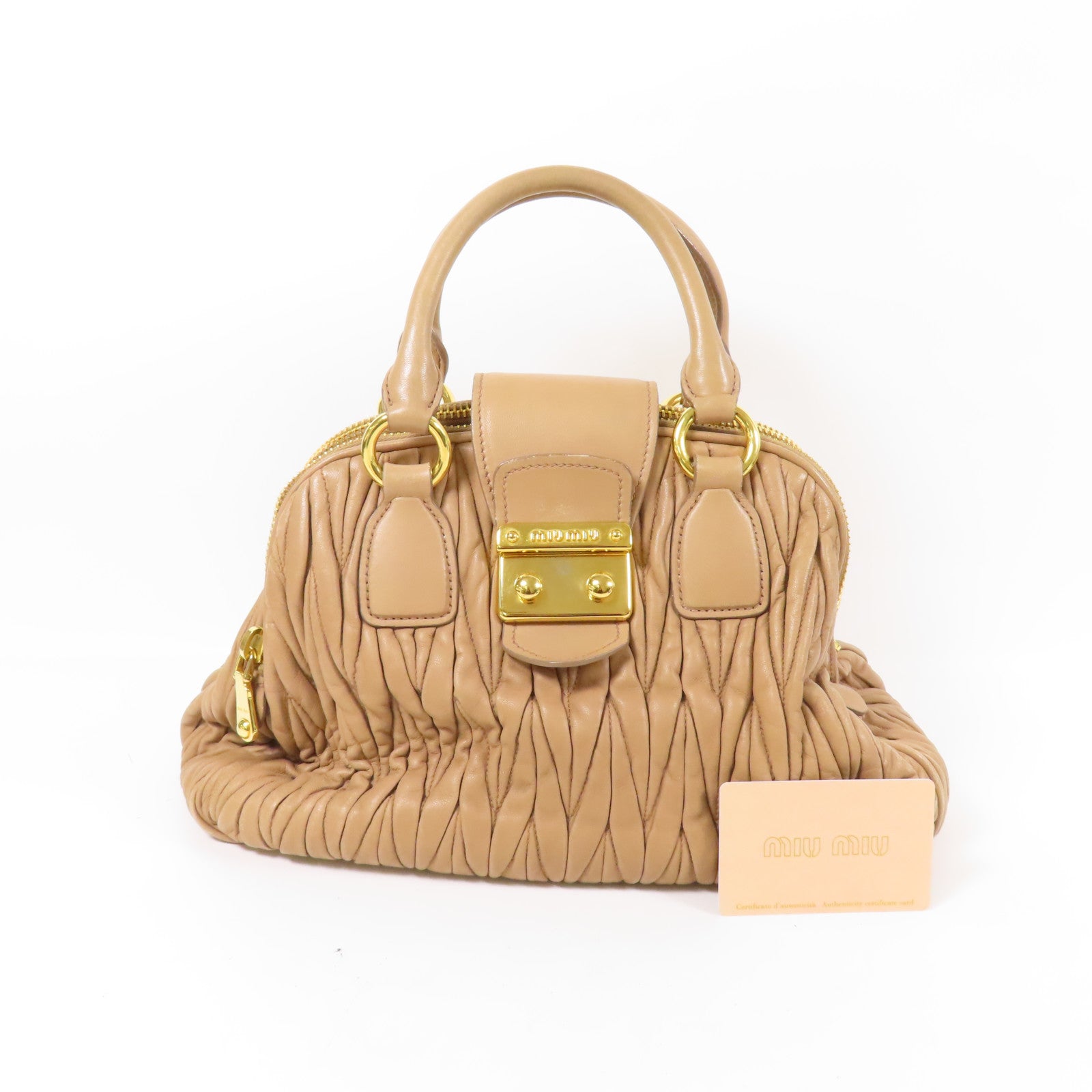 Miu Miu 【激減優惠】羊皮皮革Handbag金扣手挽袋