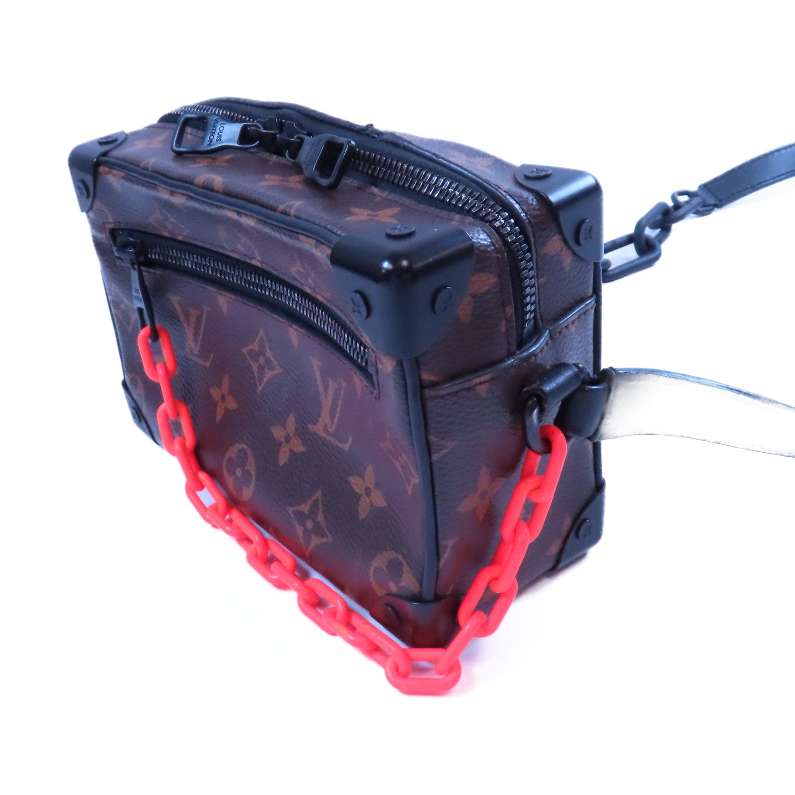 LOUIS VUITTON Monogram Mini Soft Trunk黑扣肩背袋啡色/橙色