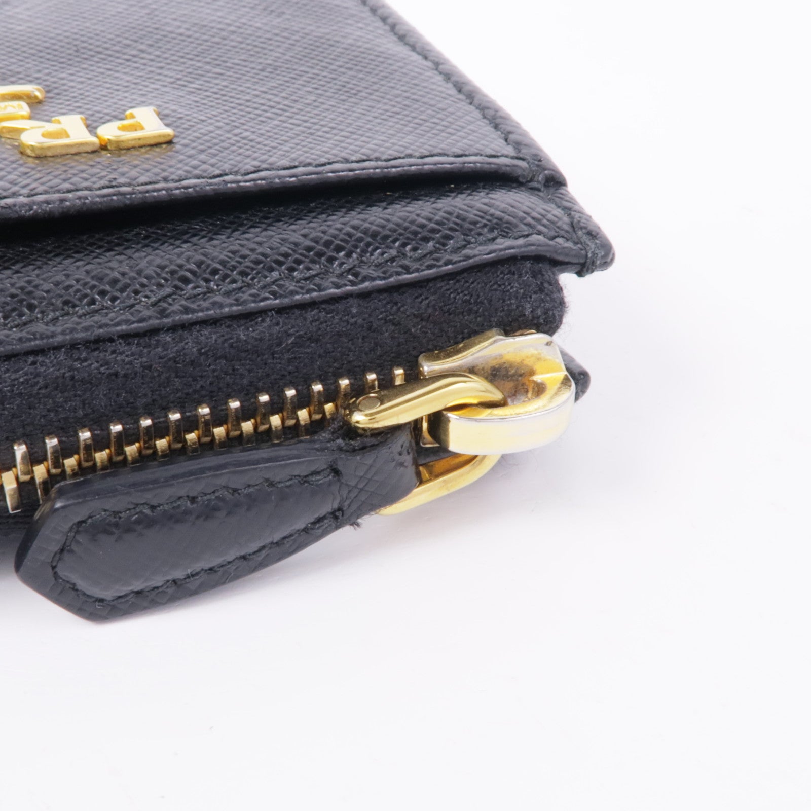 PRADA GHW Coin Case 1ML025 Calfskin Leather Black