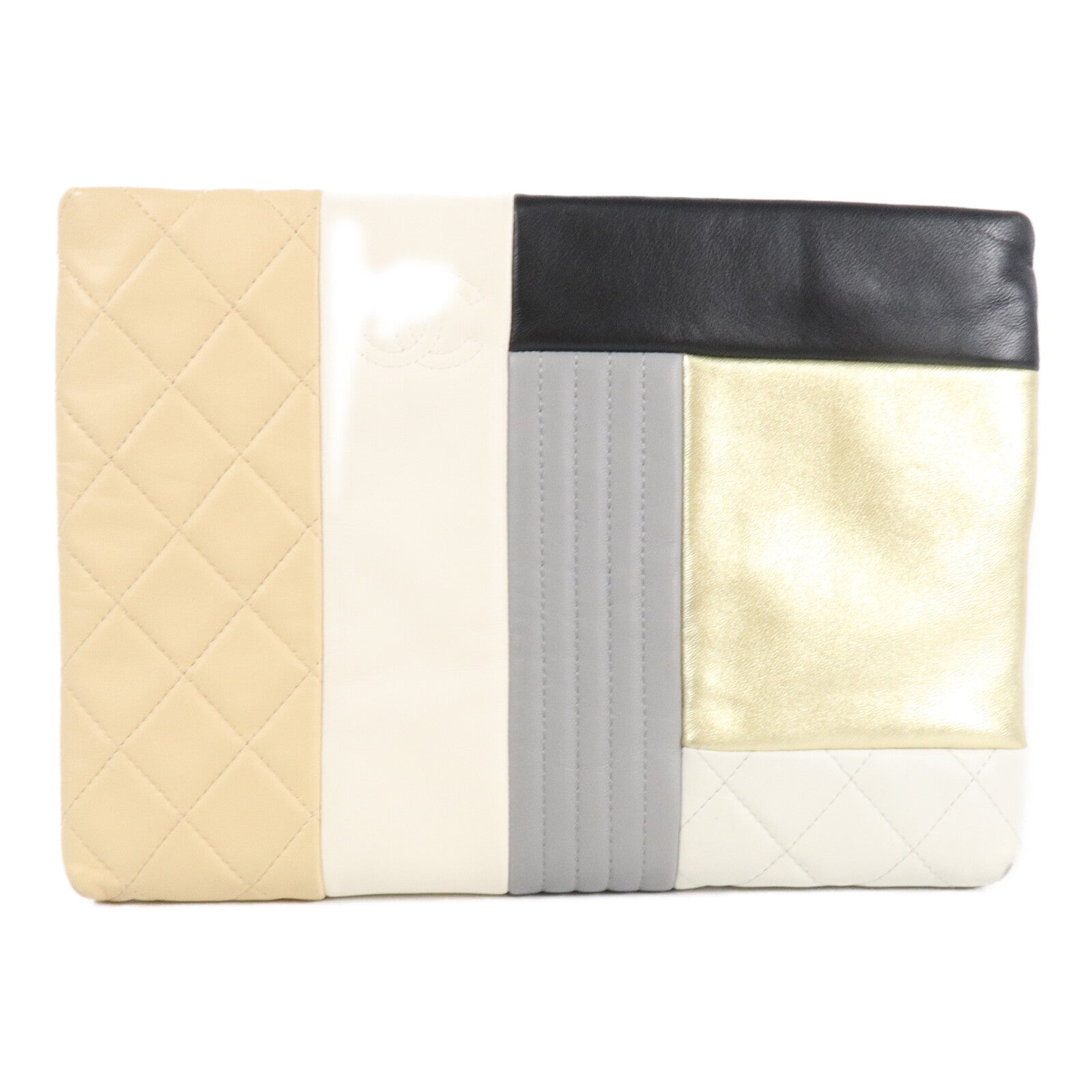 CHANEL 羊皮皮革Colorblock Patchwork O-case Clutch手拿包