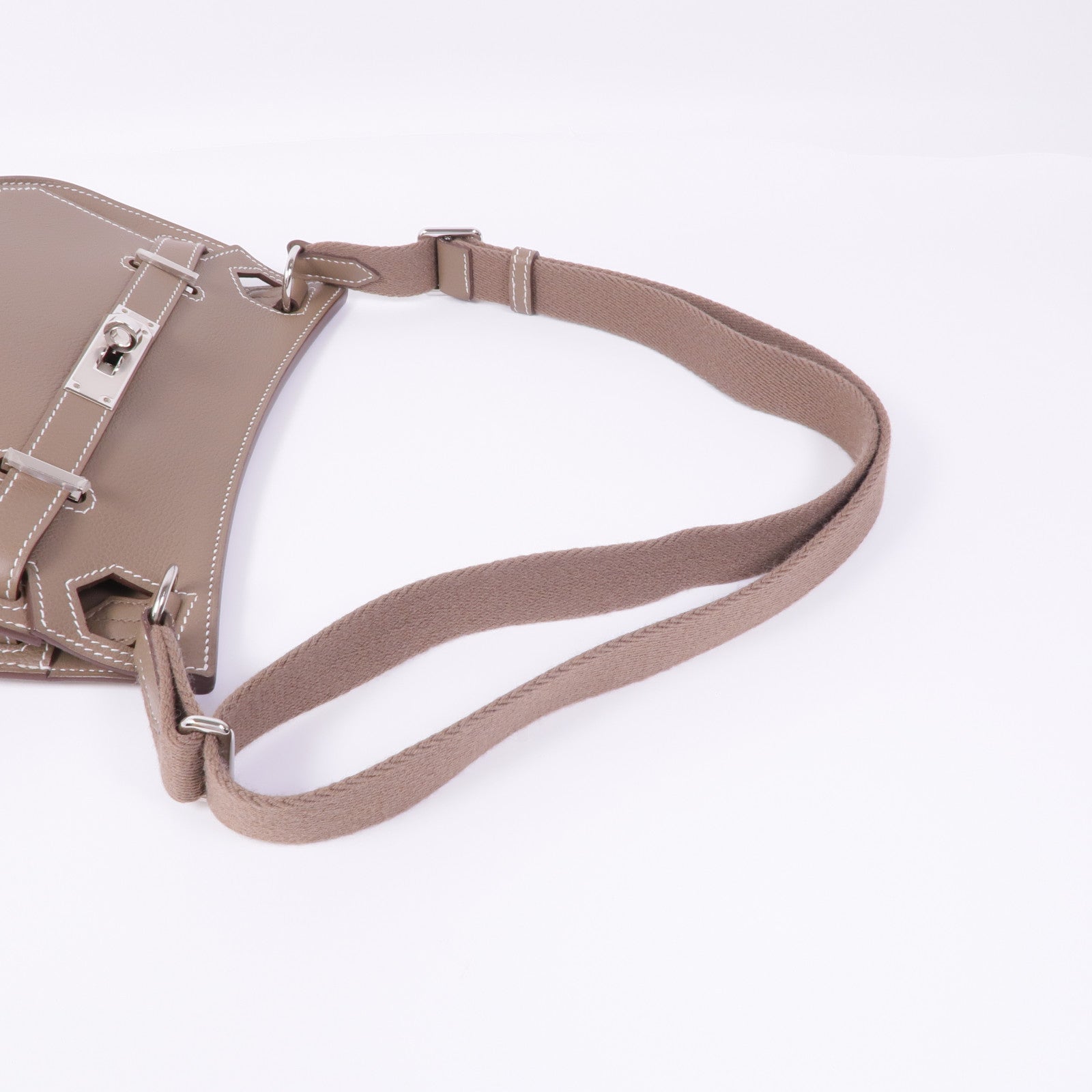 HERMES Evercolor皮革Mini Jypsiere銀扣肩背袋Etoupe
