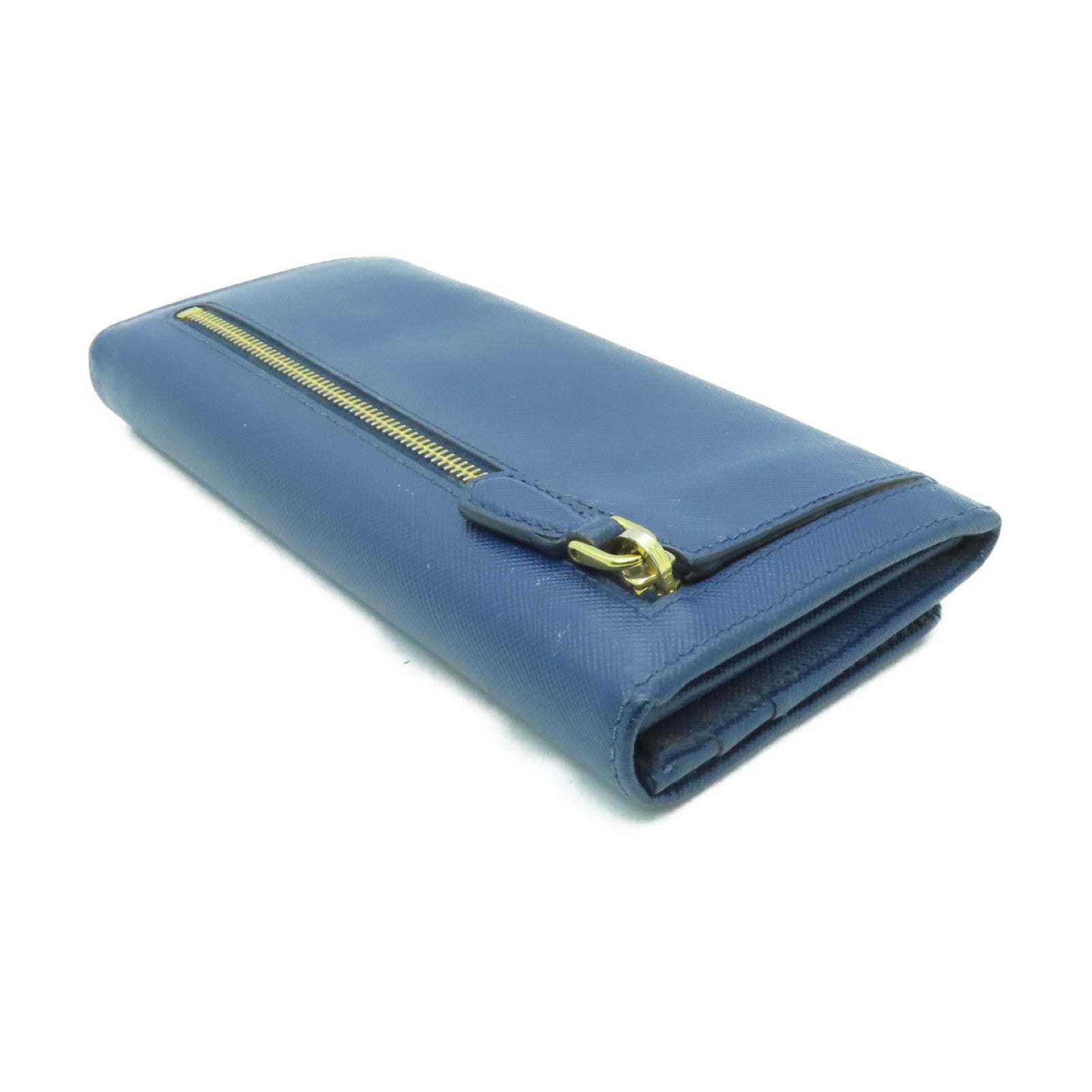PRADA 【清倉大減價】牛皮皮革Long Wallet金扣長錢包藍色