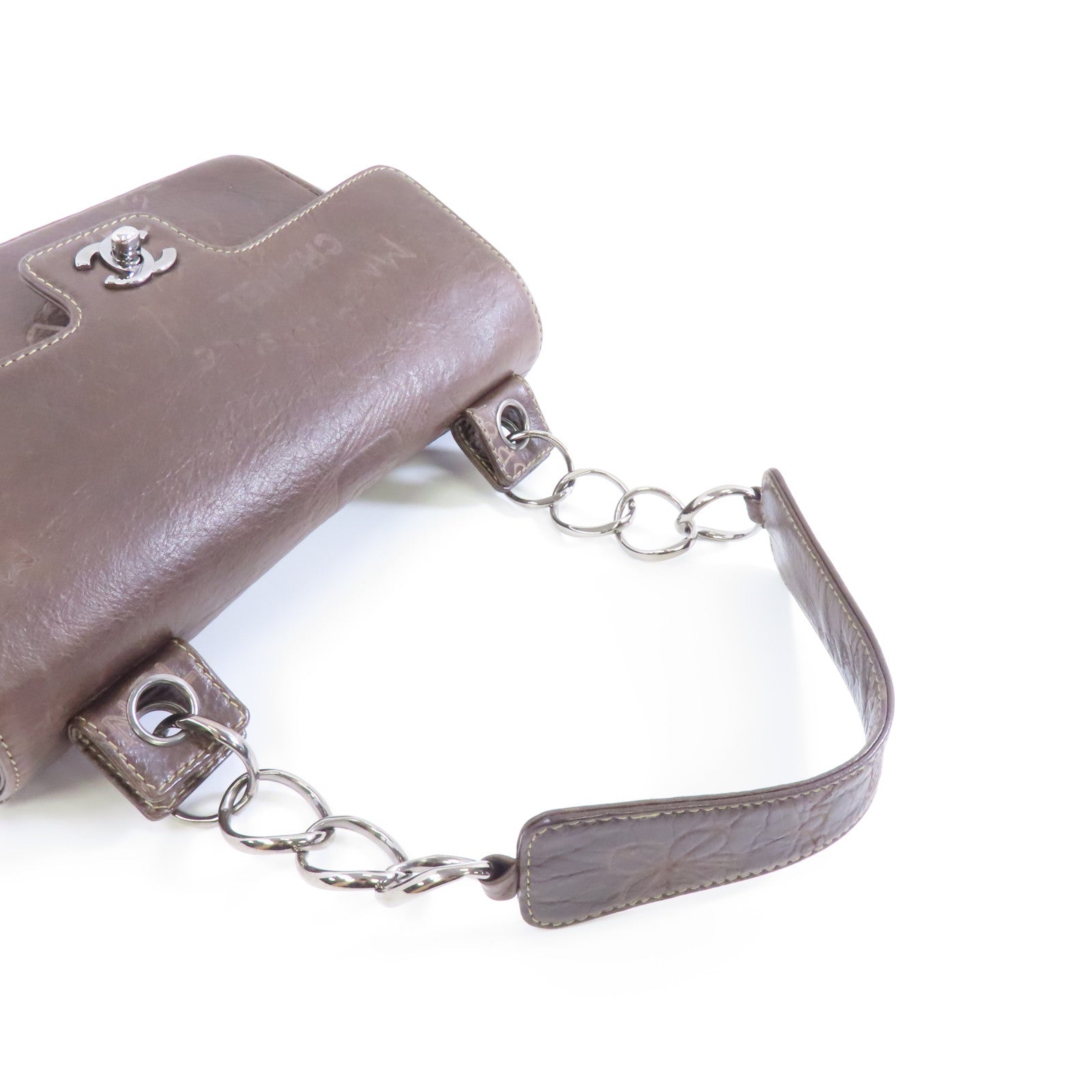 CHANEL 牛皮皮革Shoulder Bag銀扣肩背袋啡色