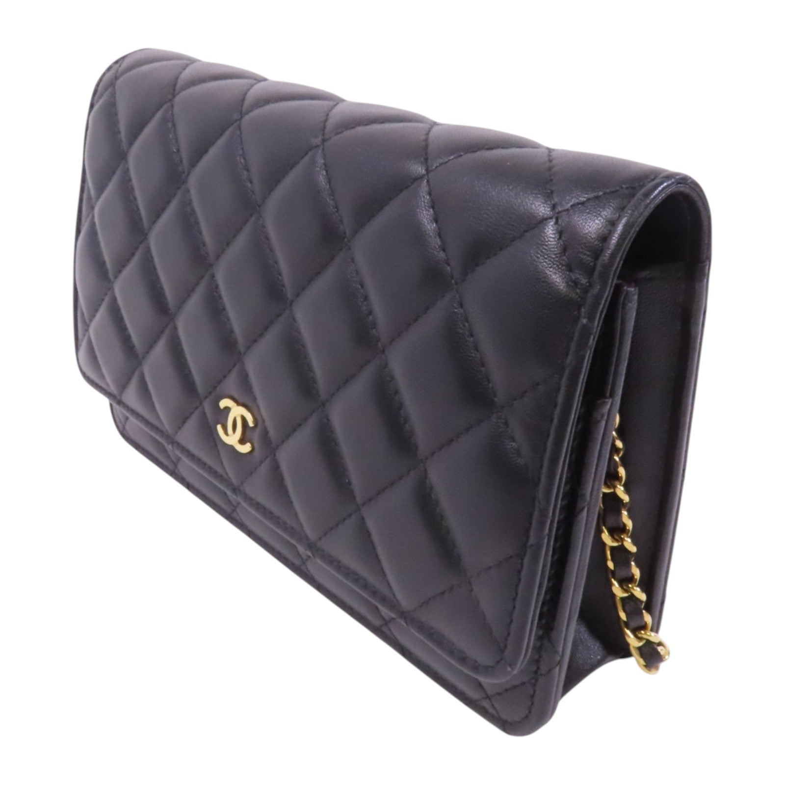 CHANEL 【激減優惠】羊皮皮革WOC Wallet On Chain金扣鏈帶肩背袋