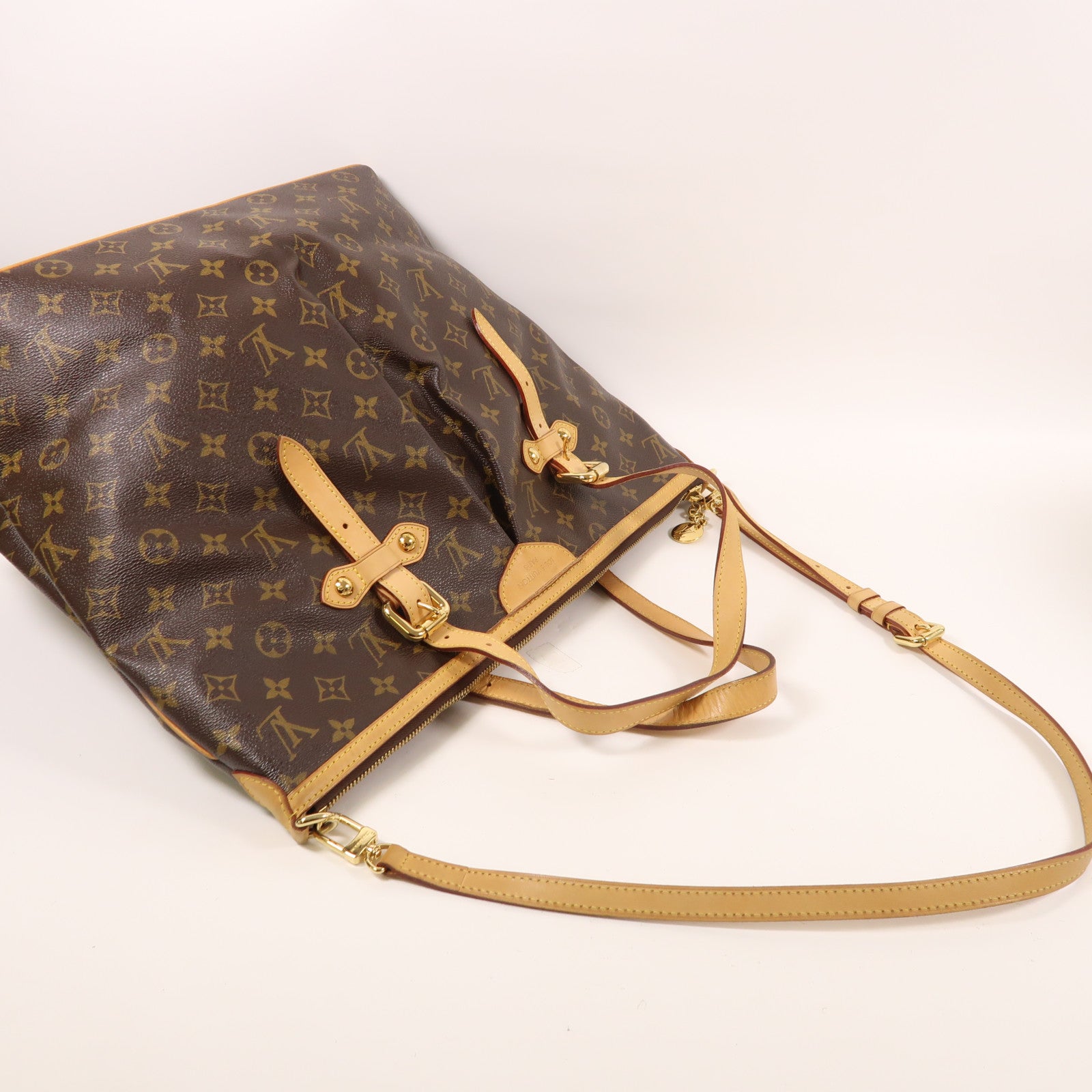 LOUIS VUITTON Monogram Palermo GM金扣手挽肩背兩用袋棕色