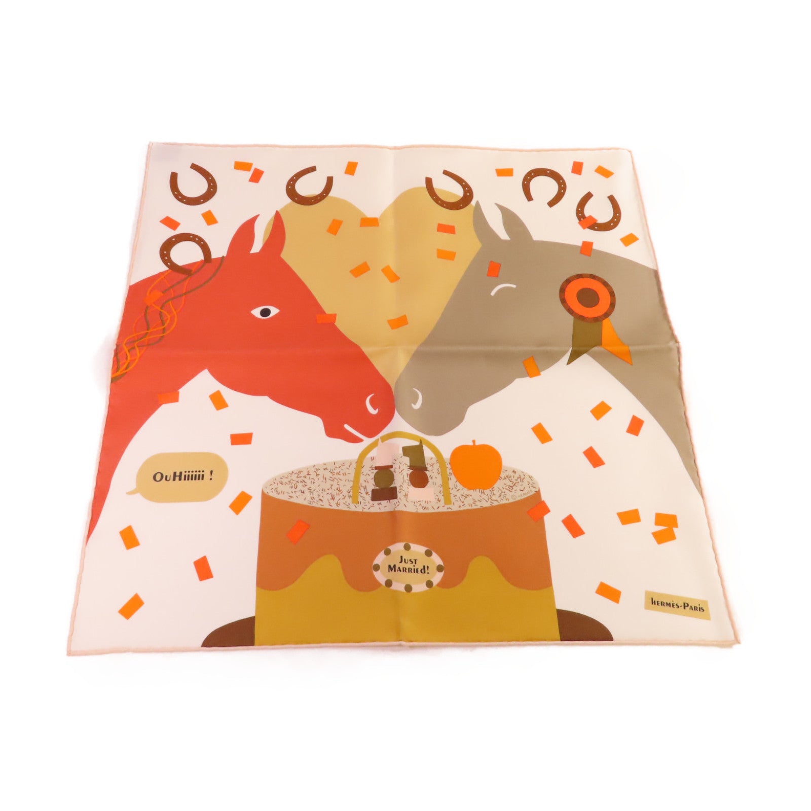 HERMES 絲質Scarf 60x60絲巾橙色/啡色/白色/彩色