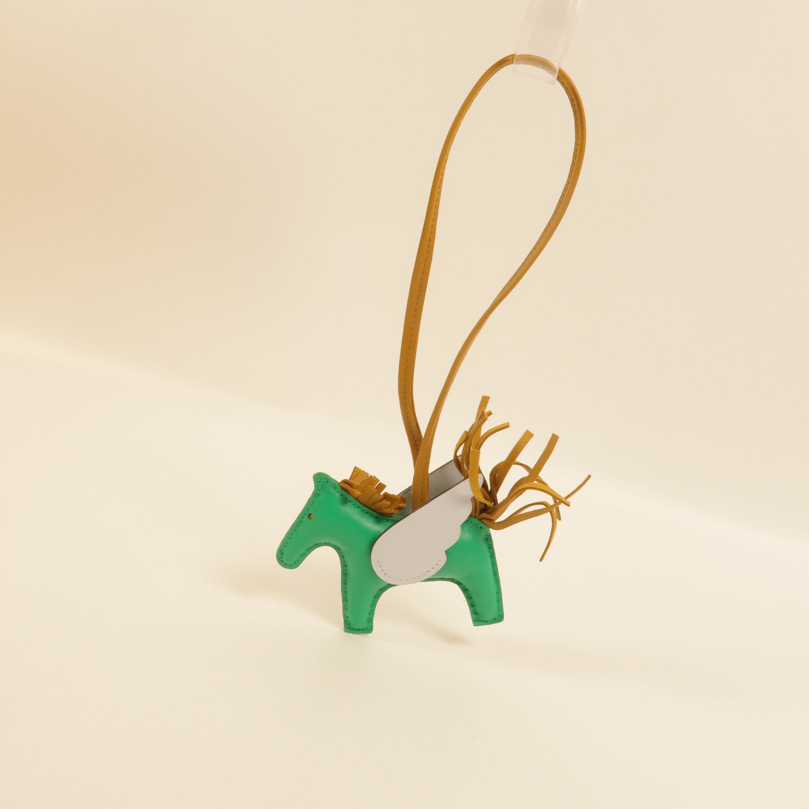 HERMES Milo/Swift皮革Rodeo Pegase PM掛飾Menthe/Sesame