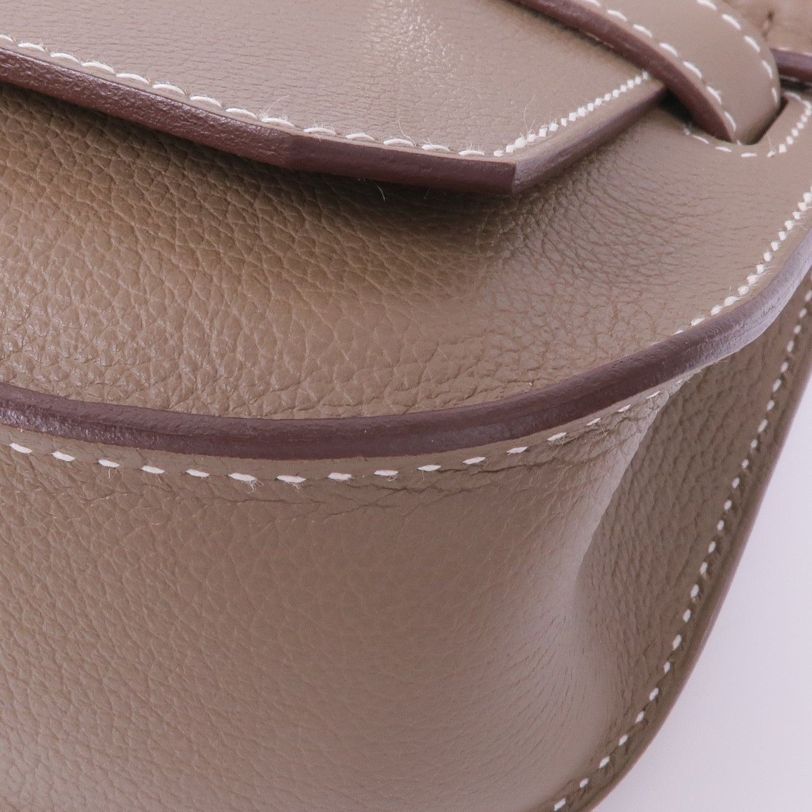 HERMES Evercolor皮革Mini Jypsiere銀扣肩背袋Etoupe