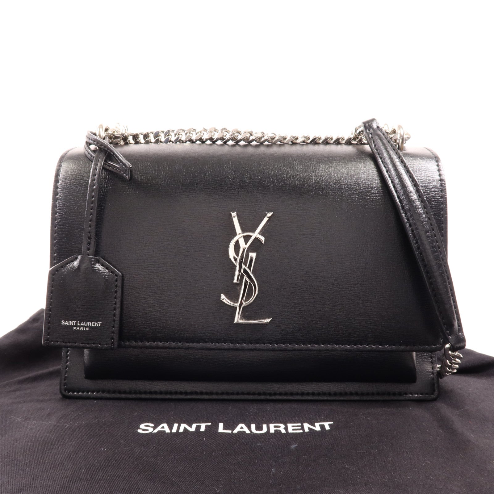 YVES SAINT LAURENT 牛皮皮革Sunset Medium銀扣肩背袋