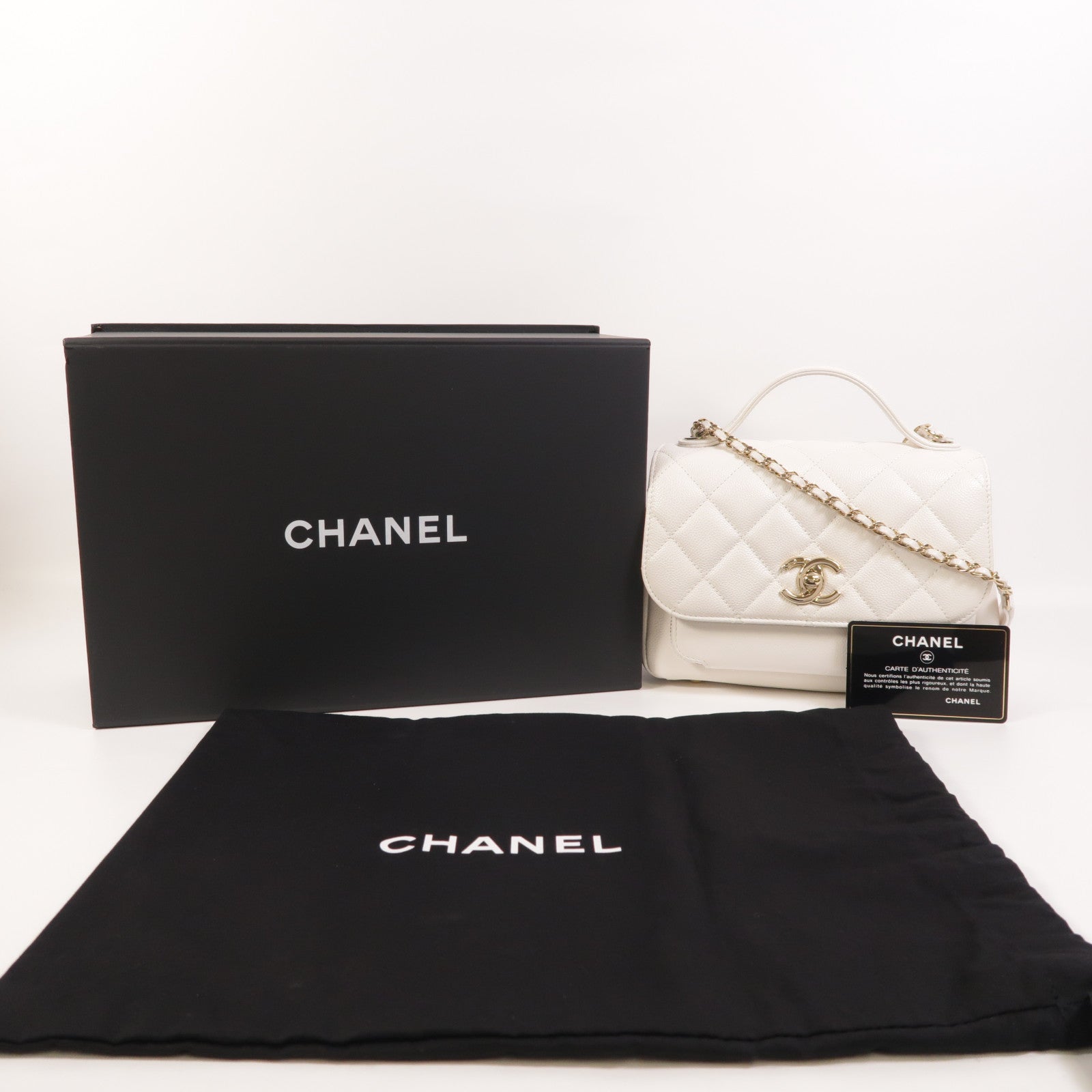 CHANEL 牛皮皮革Business Affinity Small金扣手挽肩背兩用袋