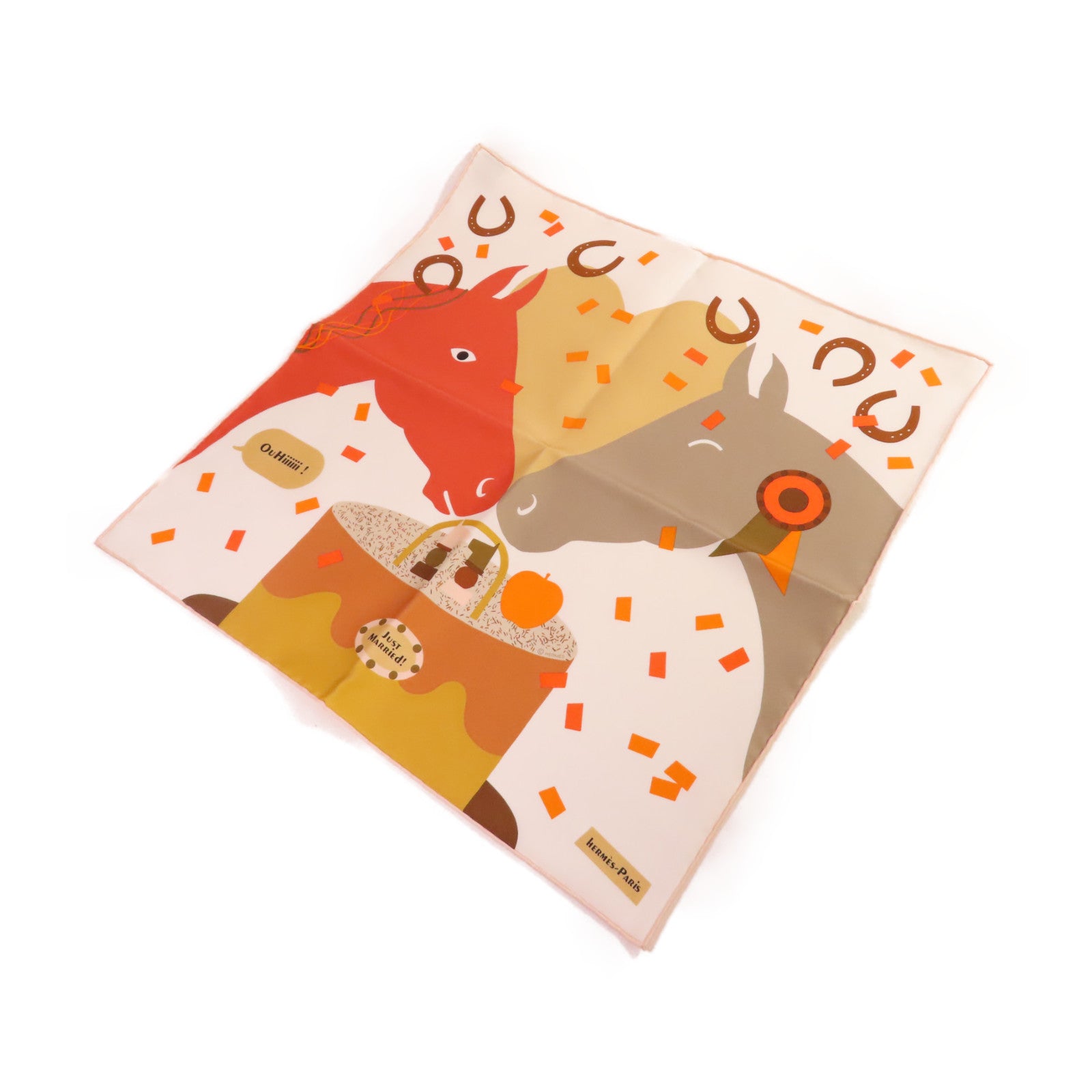 HERMES 絲質Scarf 60x60絲巾橙色/啡色/白色/彩色