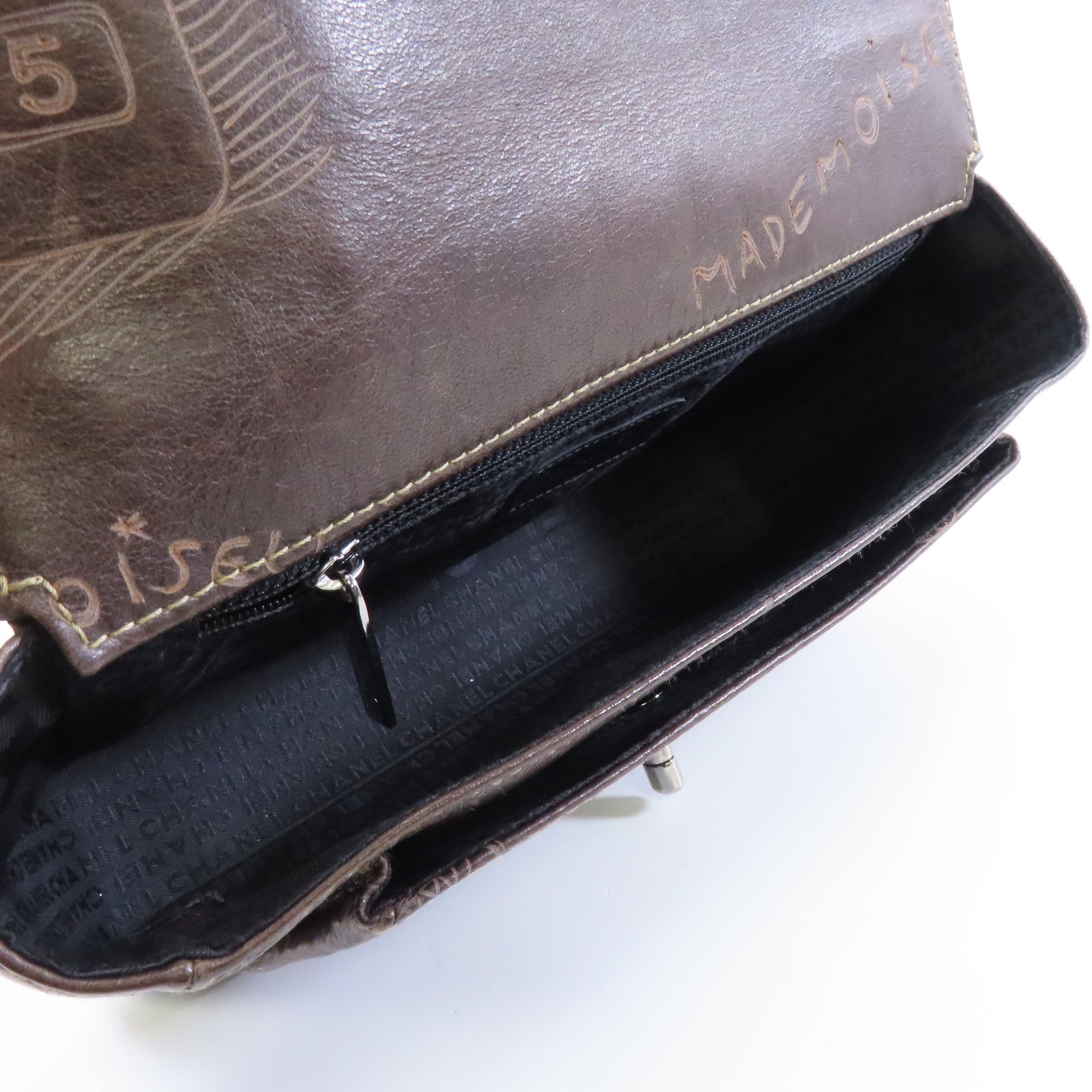 CHANEL 牛皮皮革Shoulder Bag銀扣肩背袋啡色
