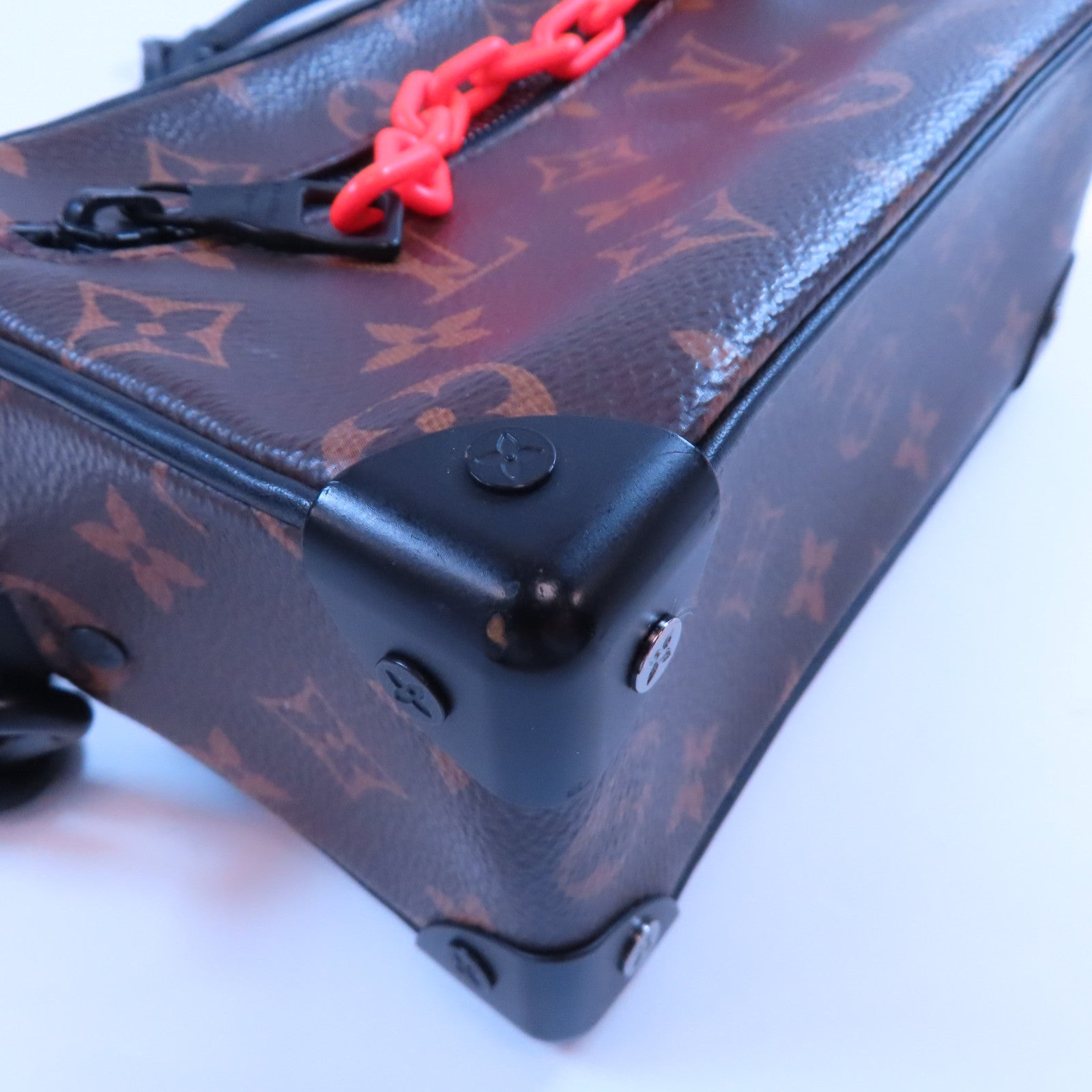 LOUIS VUITTON Monogram Mini Soft Trunk黑扣肩背袋啡色/橙色