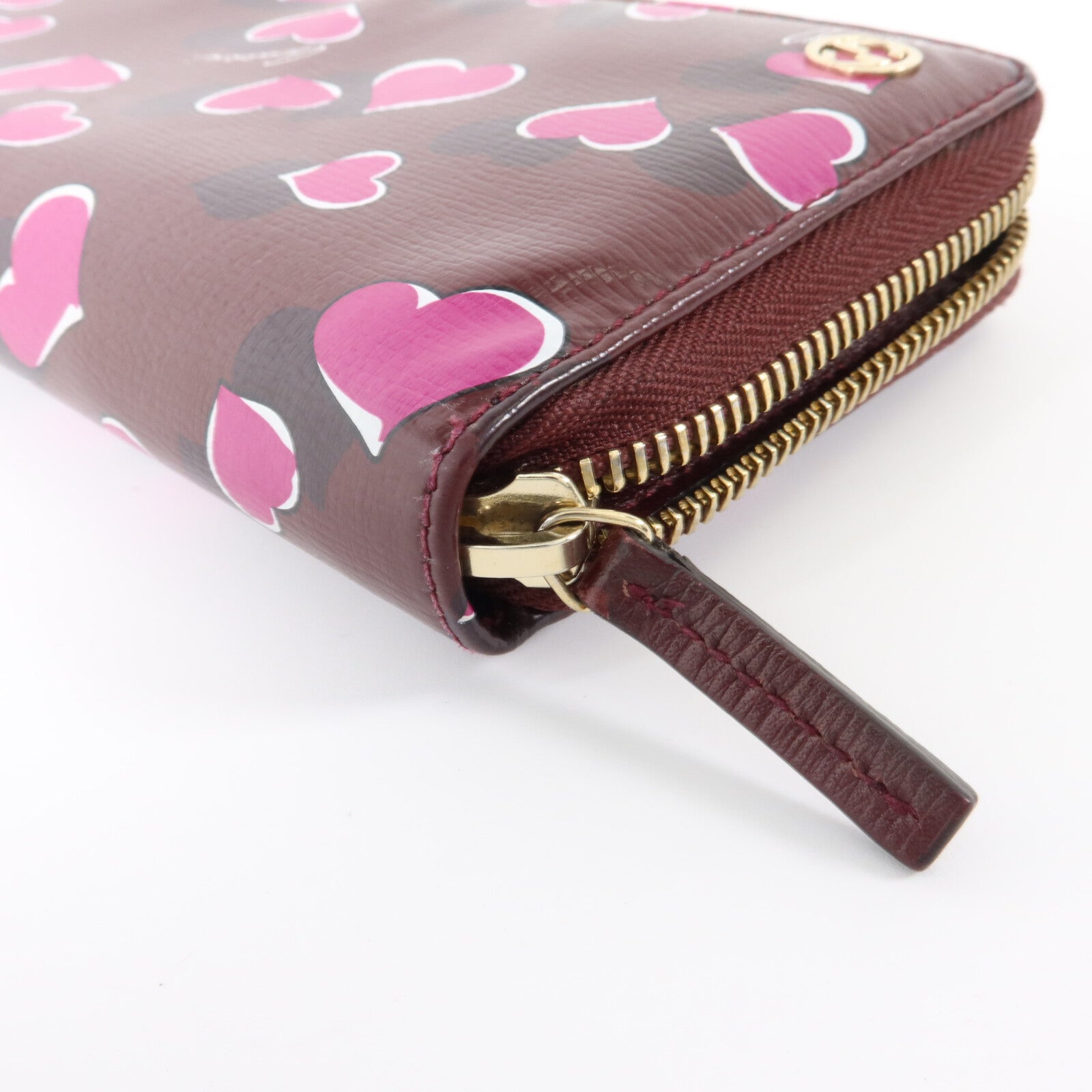 GUCCI 牛皮皮革Heartbeat Print Zip Around Wallet長錢包