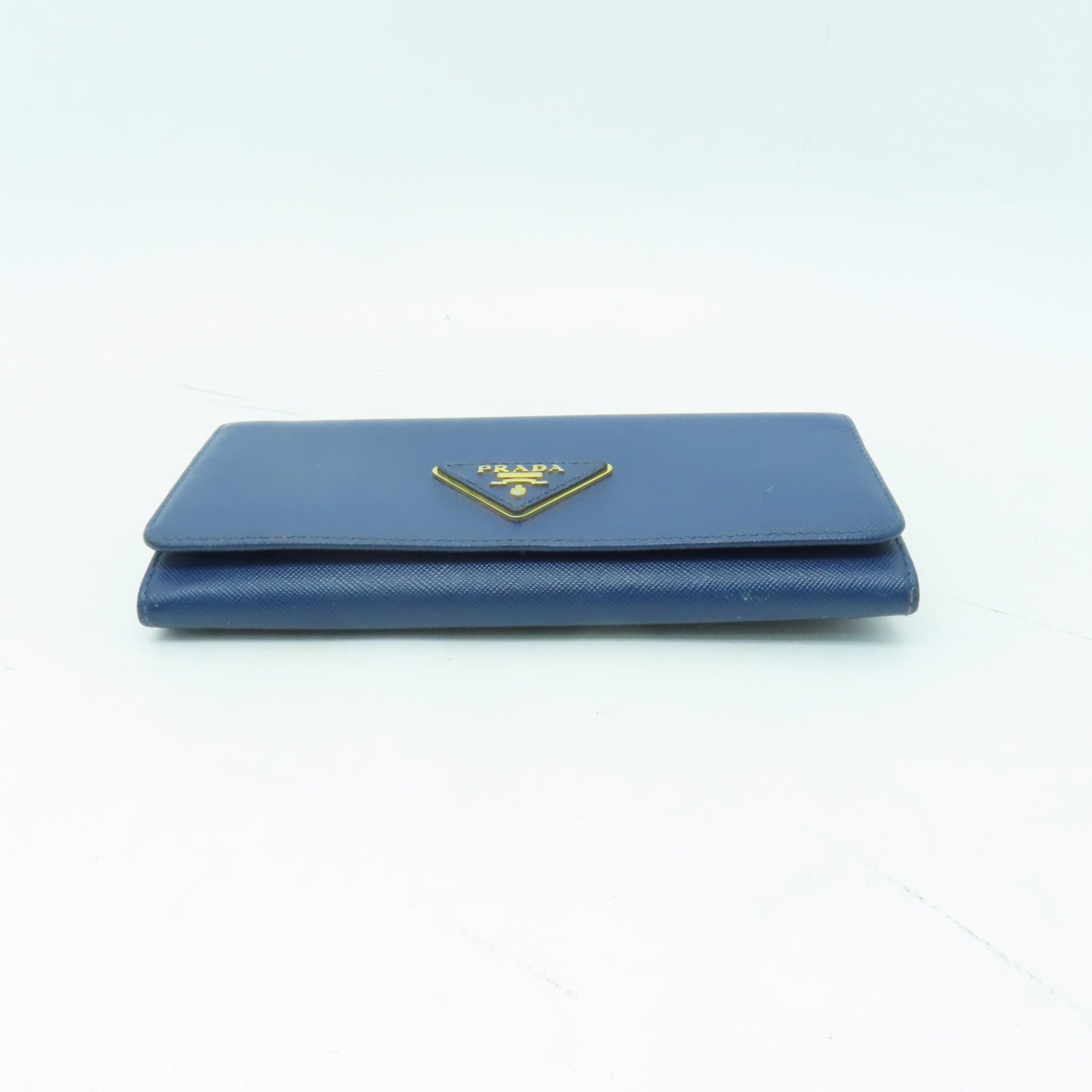 PRADA 【清倉大減價】牛皮皮革Long Wallet金扣長錢包藍色