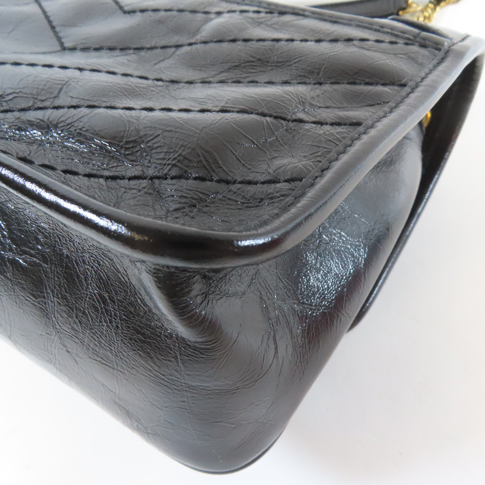 SAINT LAURENT 牛皮皮革Niki Baby金扣鏈帶肩背袋黑色