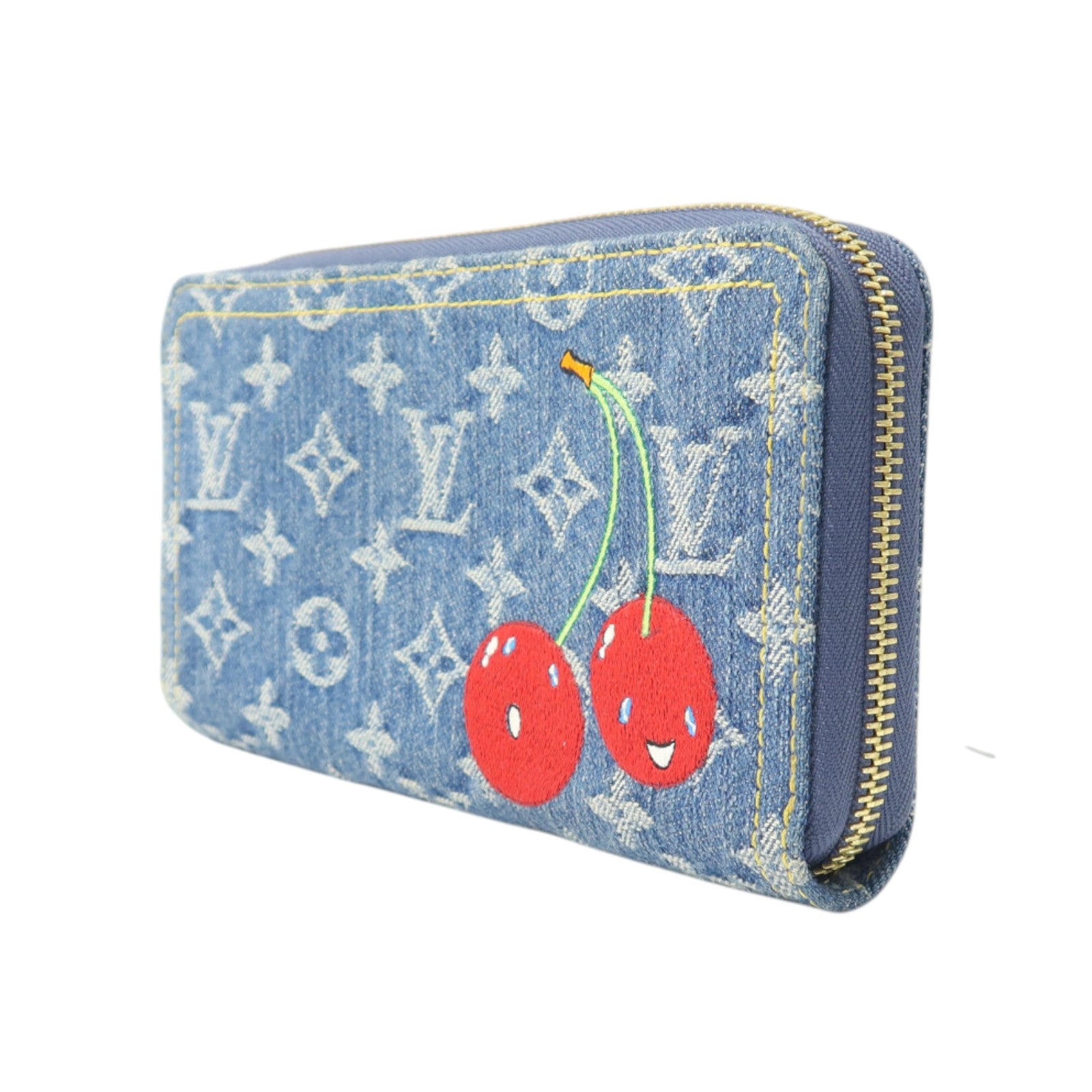 LOUIS VUITTON Monogram Denim/Cherry Takashi Murakami Long Wallet金扣長錢包