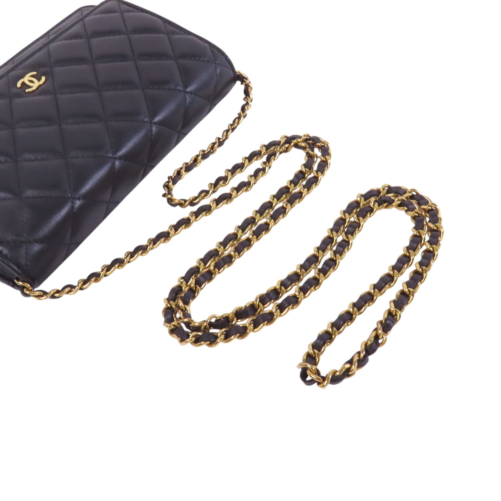CHANEL 【激減優惠】羊皮皮革WOC Wallet On Chain金扣鏈帶肩背袋