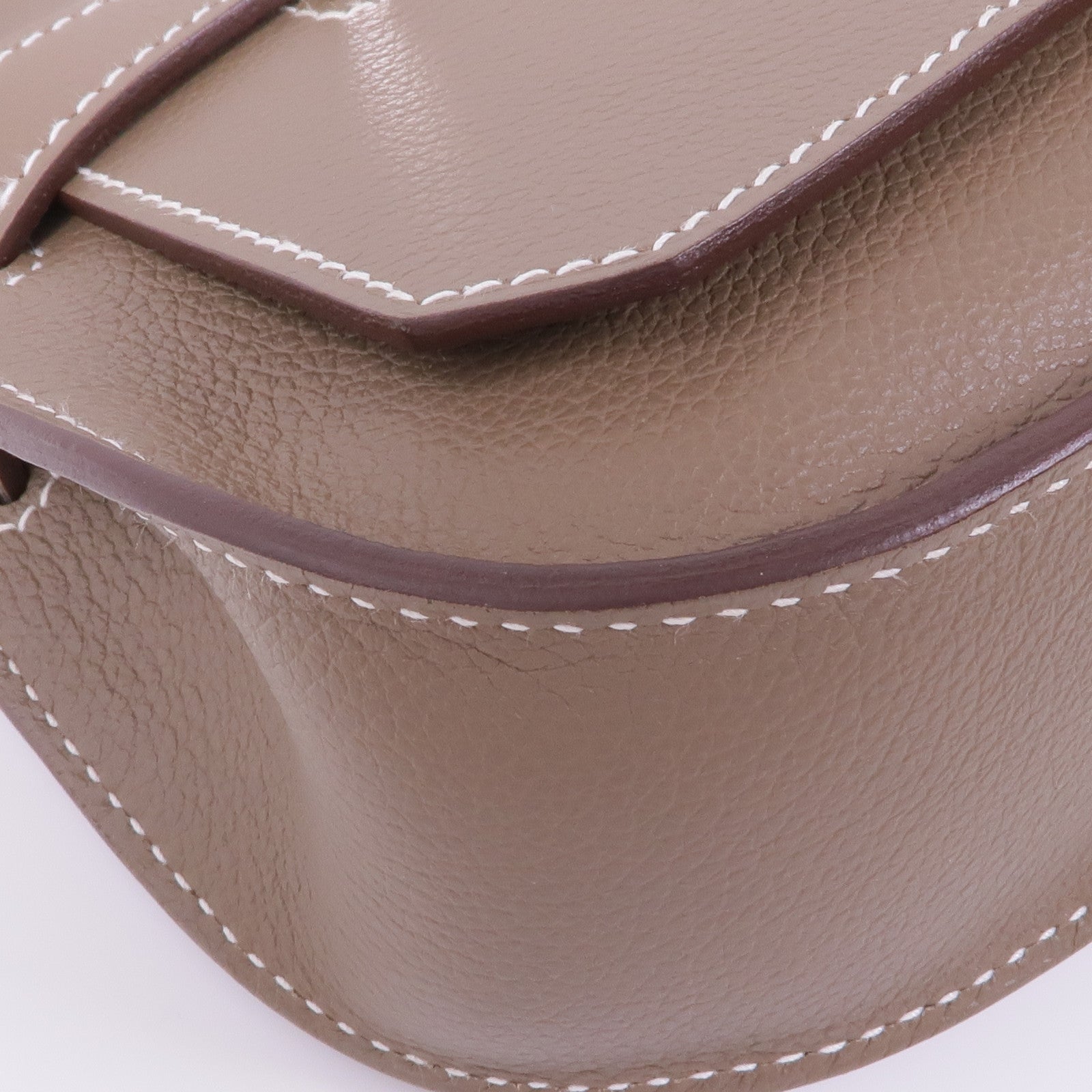 HERMES Evercolor皮革Mini Jypsiere銀扣肩背袋Etoupe