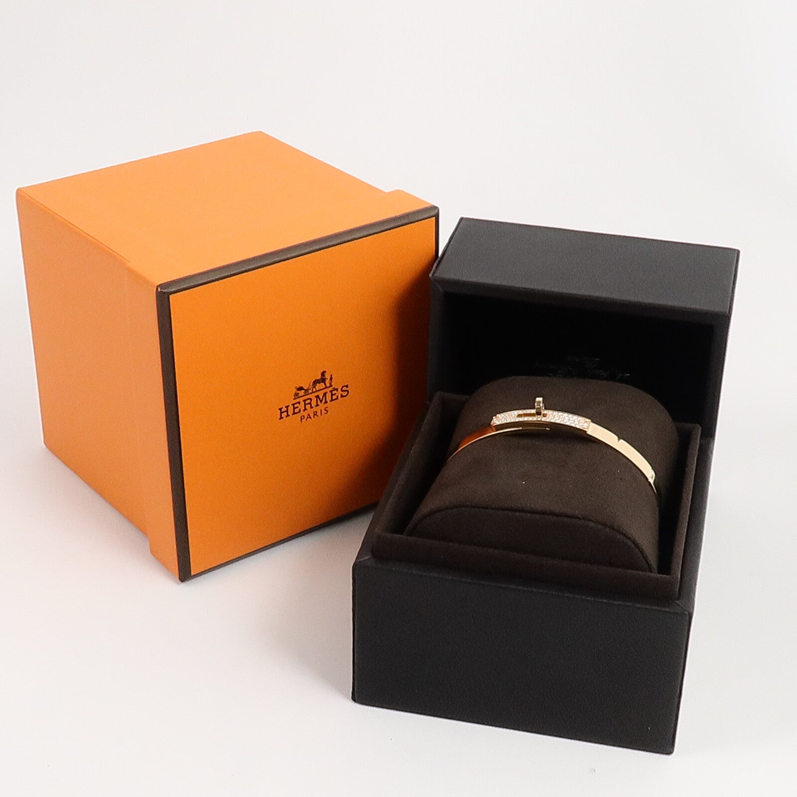 HERMES 18K玫瑰金Kelly Bracelet鑽石手鐲