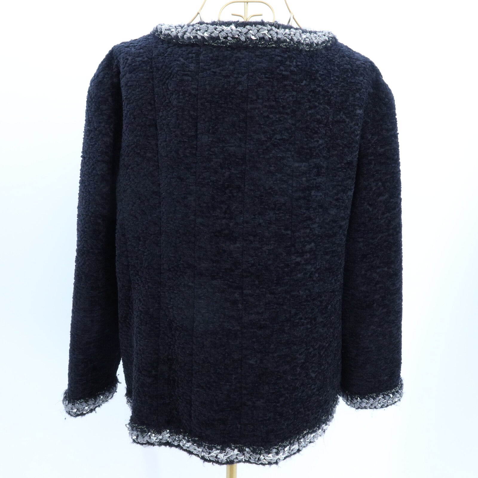 CHANEL Silk/Acrylique Collarless Jacket外套