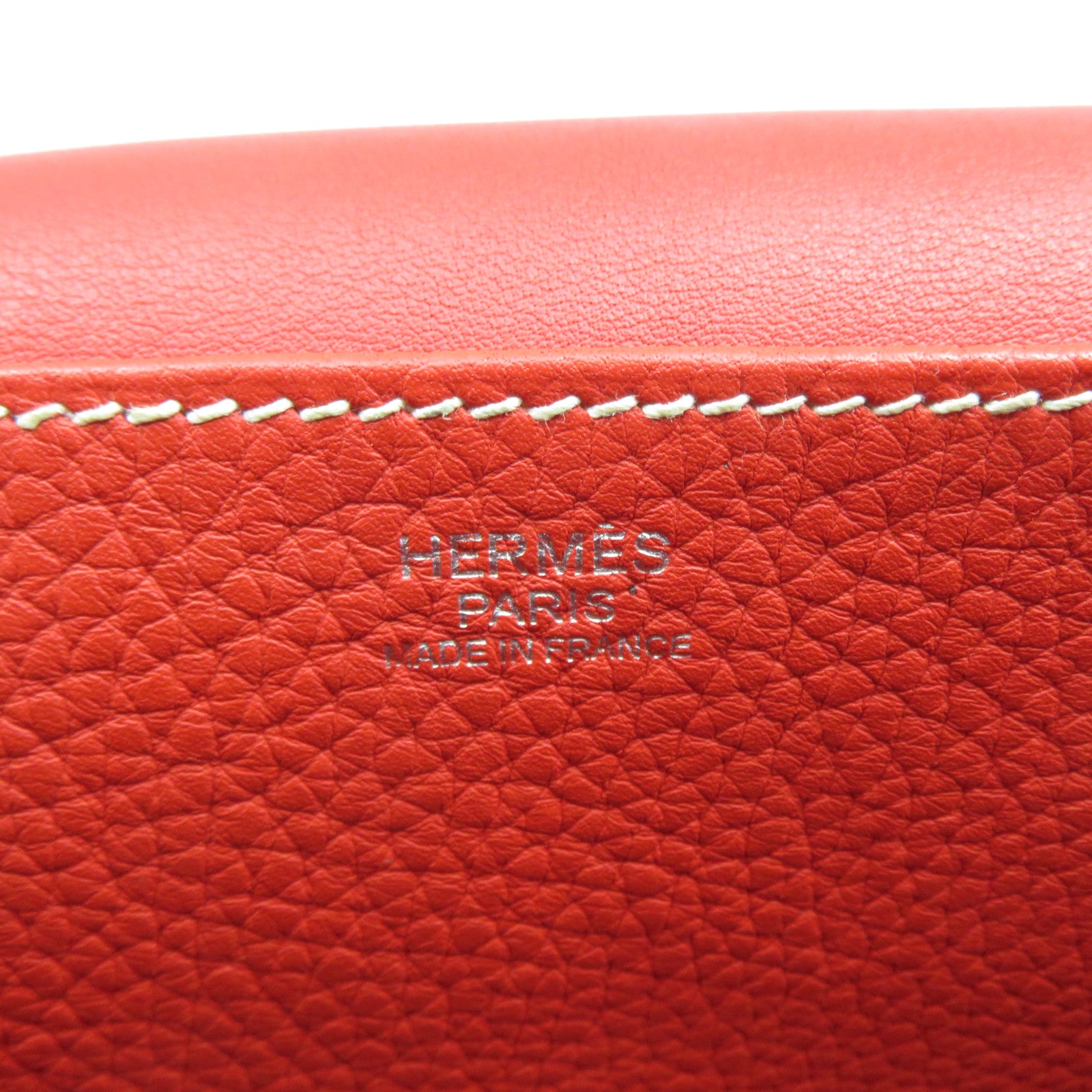 HERMES 【激減優惠】Clemence皮革Halzan 31銀扣手挽肩背兩用袋Rouge Pivoine牡丹紅色
