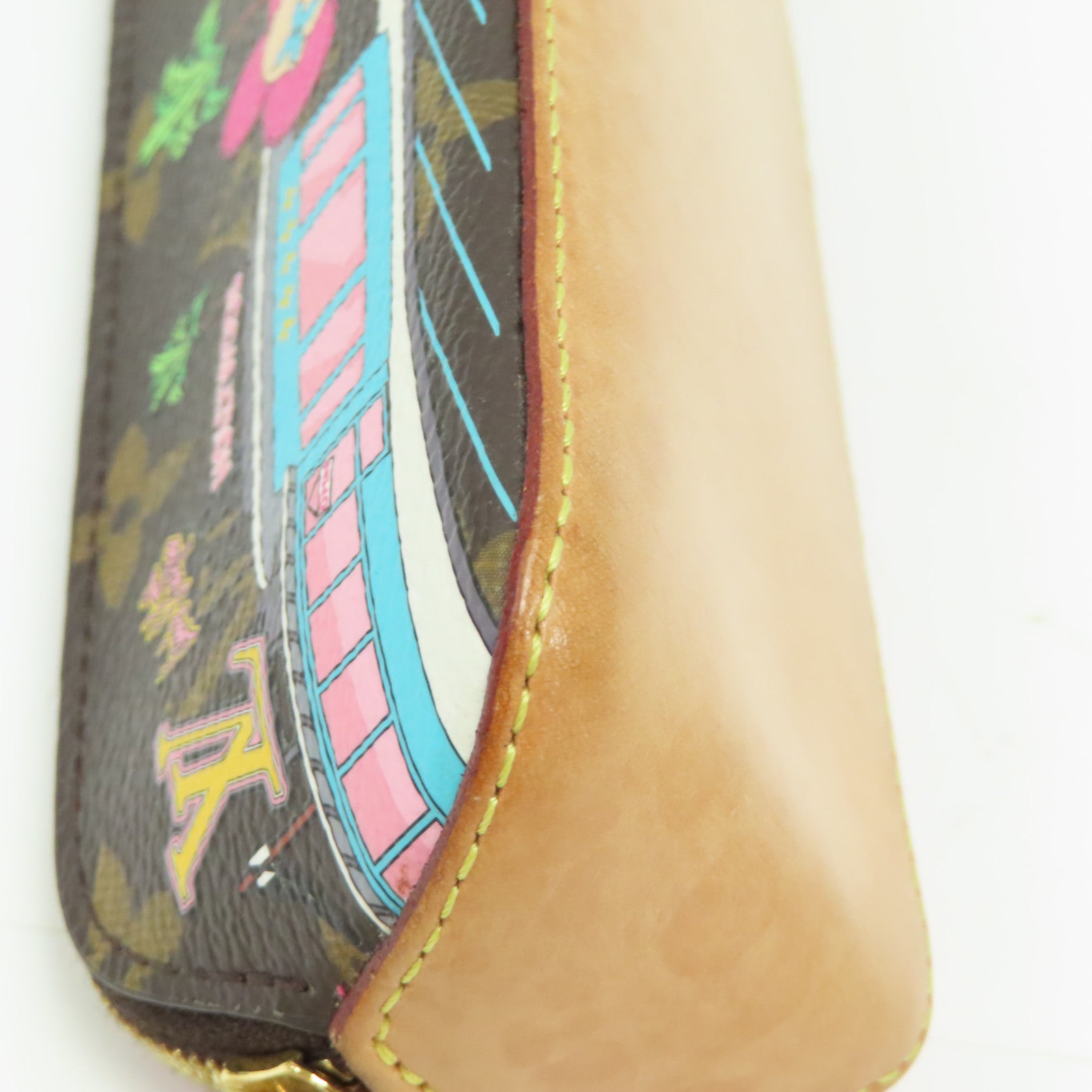 LOUIS VUITTON Monogram Hollywood X mas Eizabeth金扣筆袋彩色/粉紅色/啡色