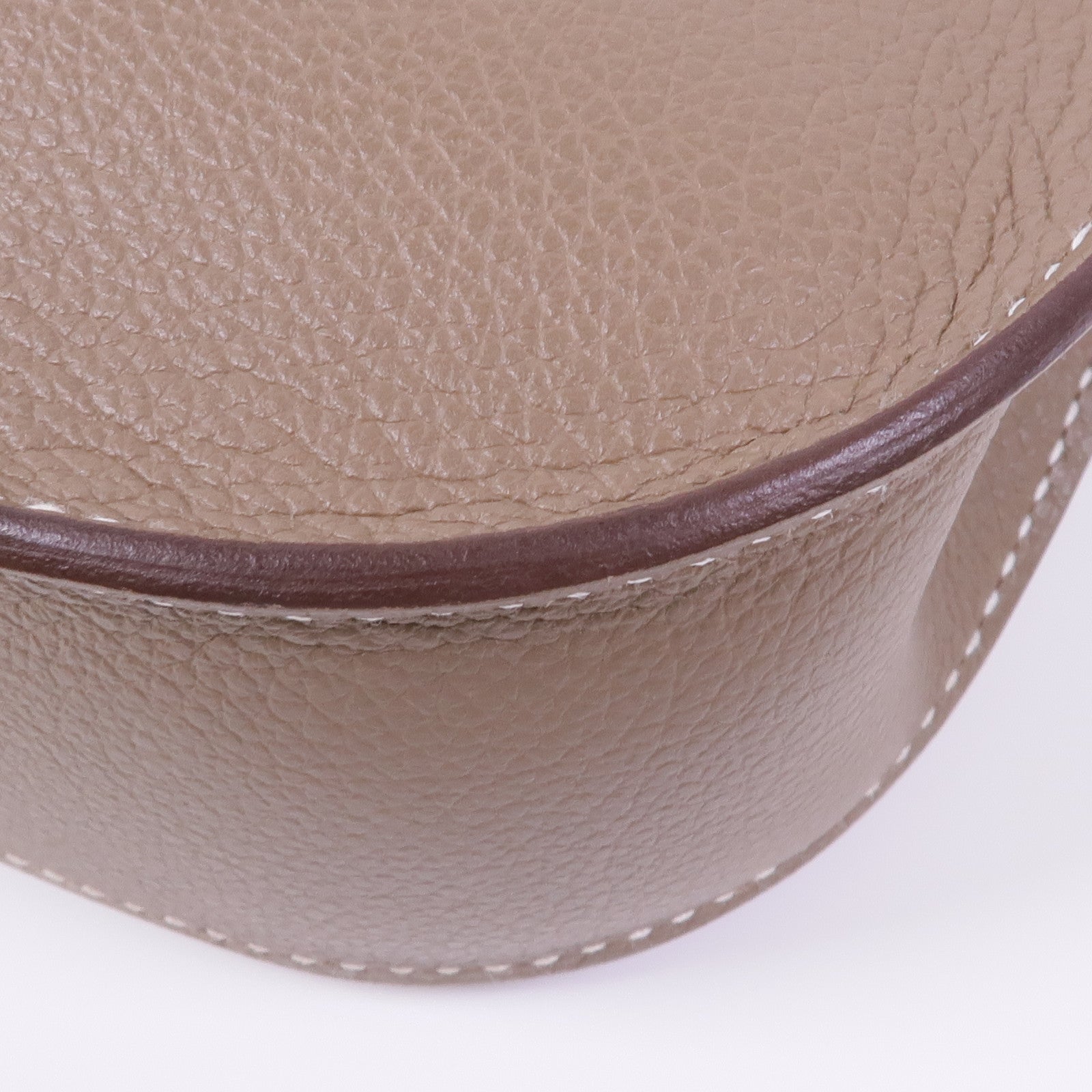 HERMES Evercolor皮革Mini Jypsiere銀扣肩背袋Etoupe