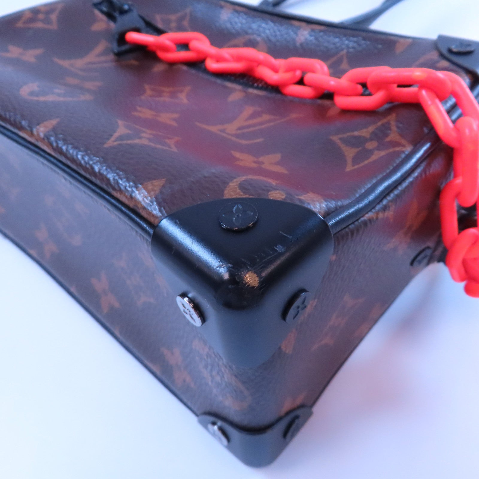 LOUIS VUITTON Monogram Mini Soft Trunk黑扣肩背袋啡色/橙色