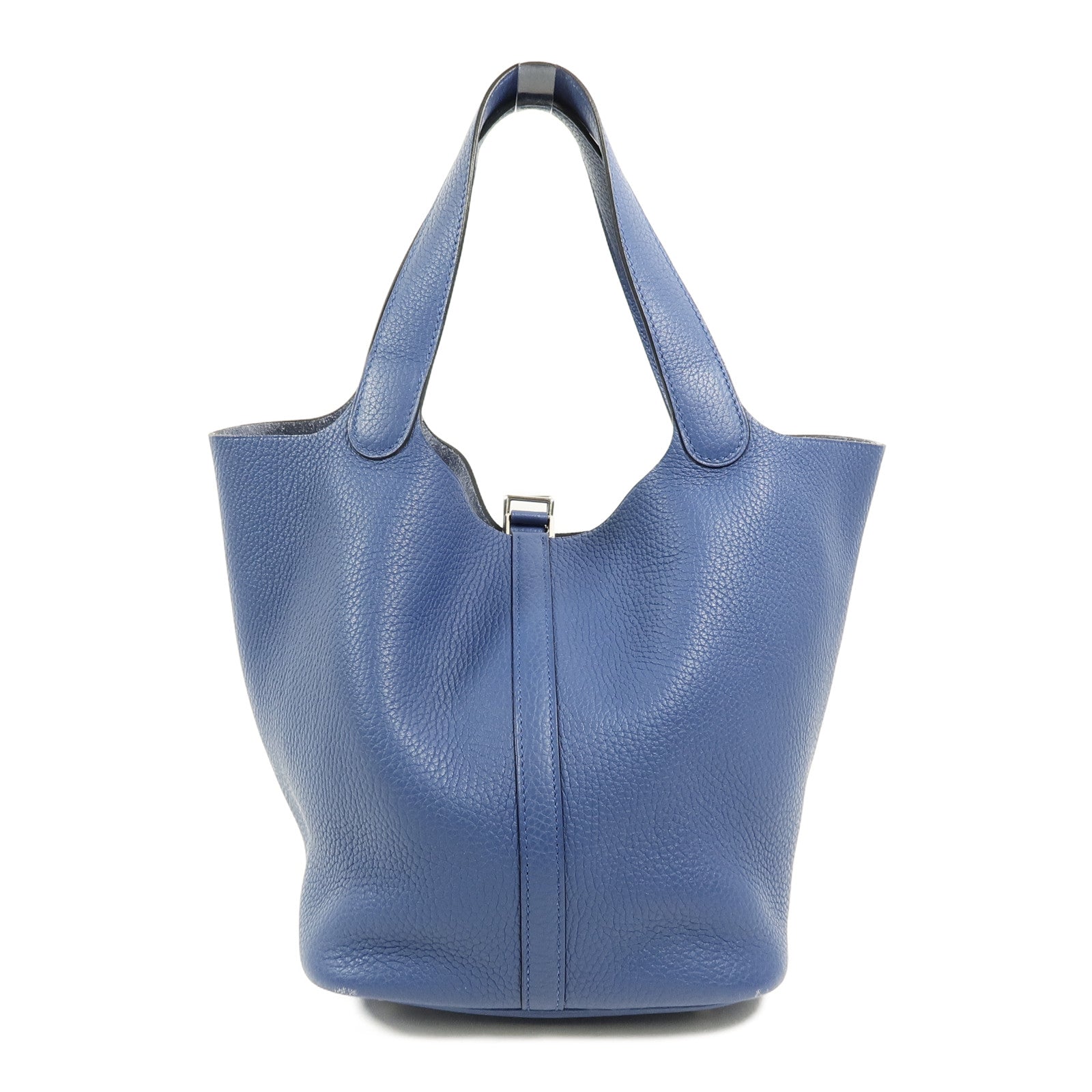 HERMES Clemence皮革Picotin MM手挽袋Bleu Agate