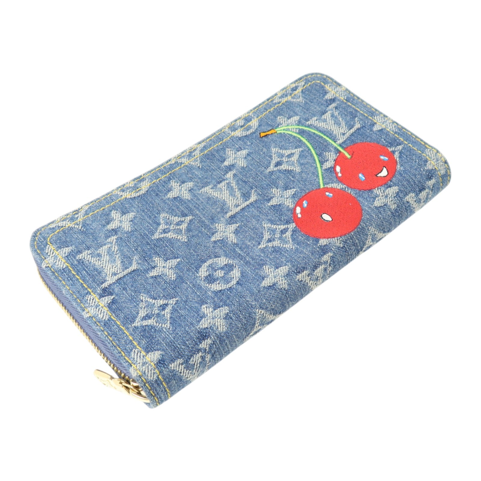 LOUIS VUITTON Monogram Denim/Cherry Takashi Murakami Long Wallet金扣長錢包