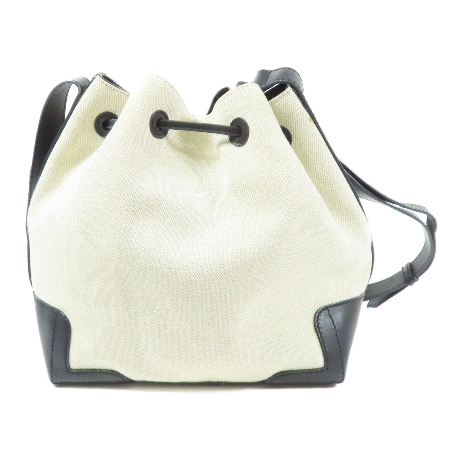 BALENCIAGA 帆布/皮革Bucket Bag銀扣肩背袋