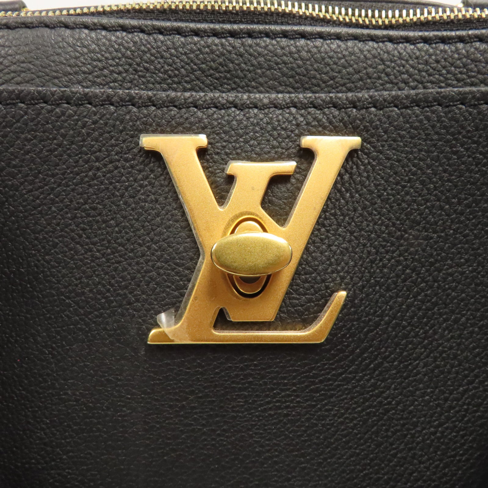 LOUIS VUITTON 牛皮皮革Lockme Tote PM金扣手挽肩背兩用袋黑色